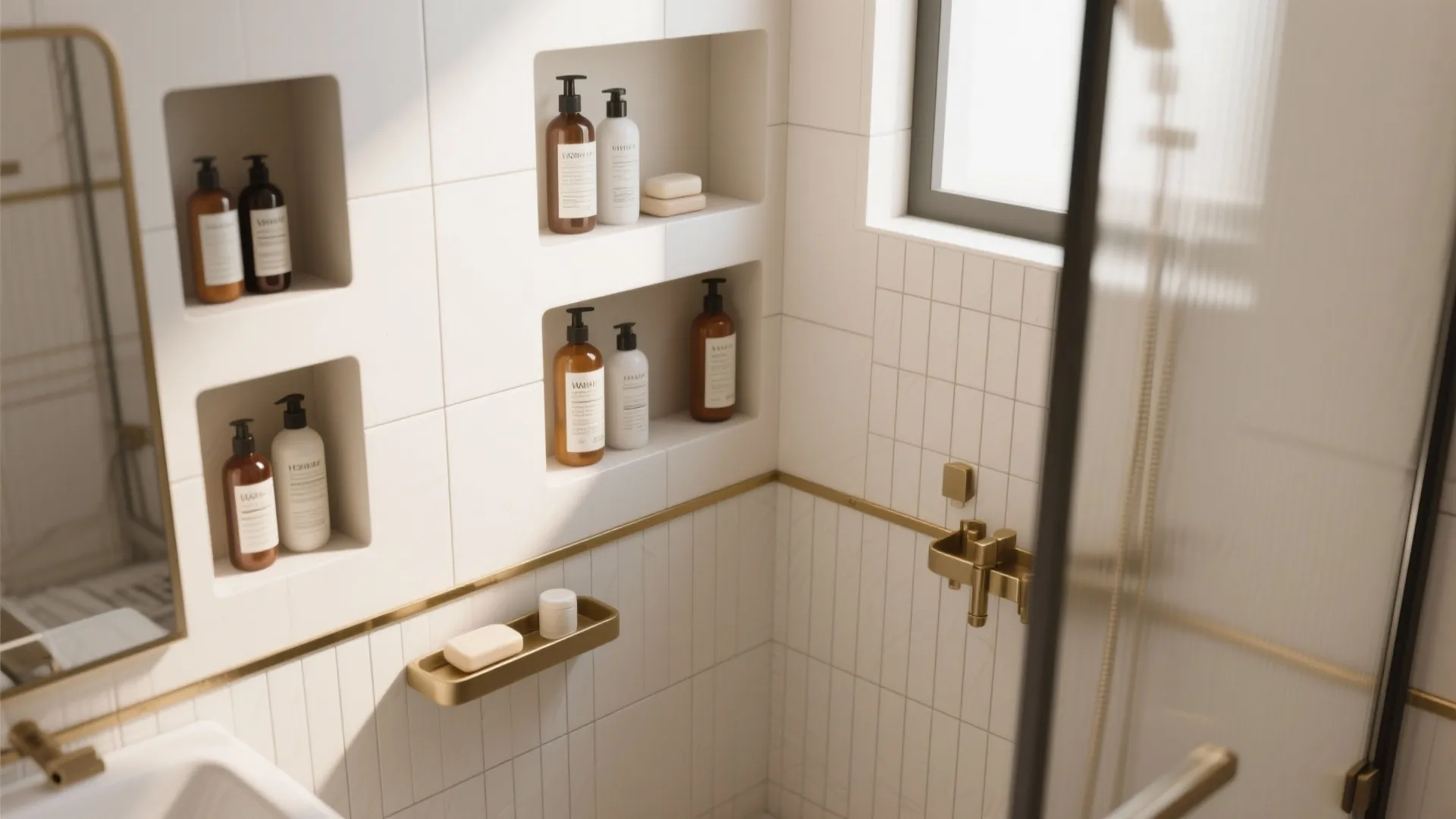 4. Compact enclosed shower with smart storage