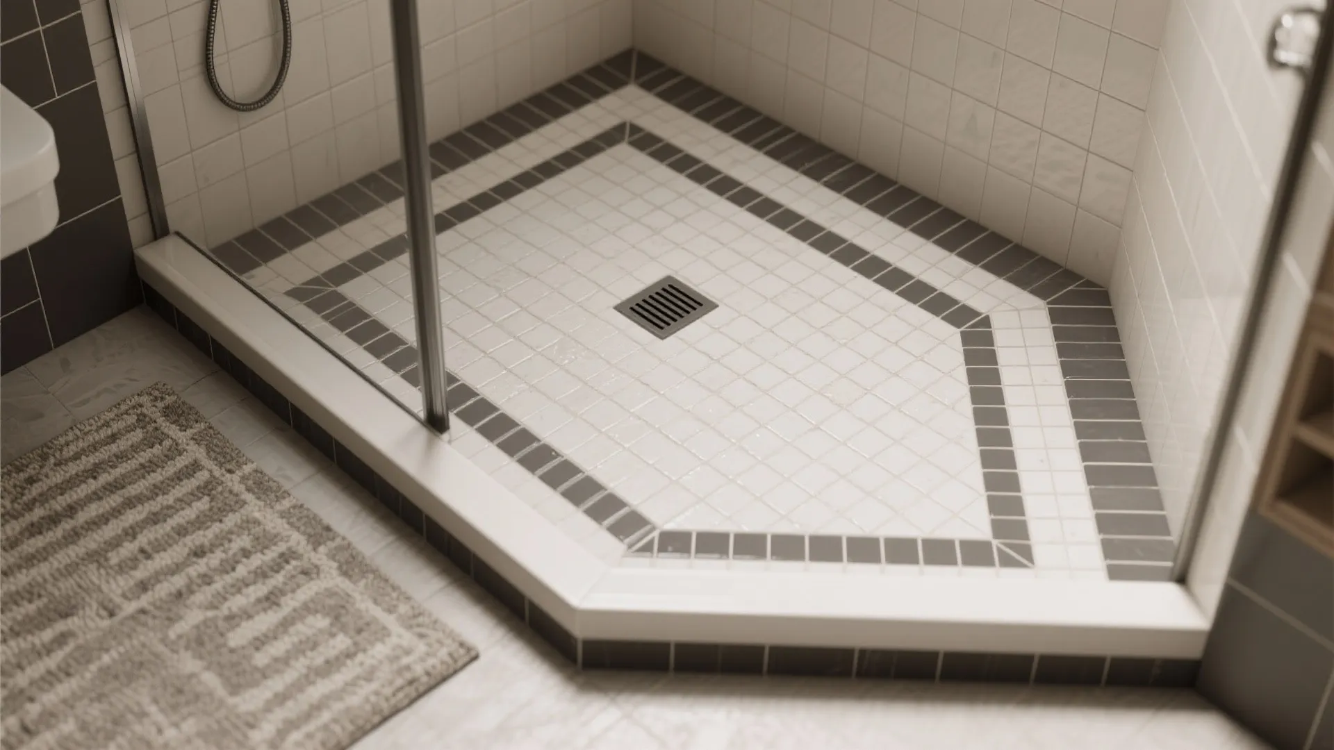 Rug-Effect Floor Border in the Shower