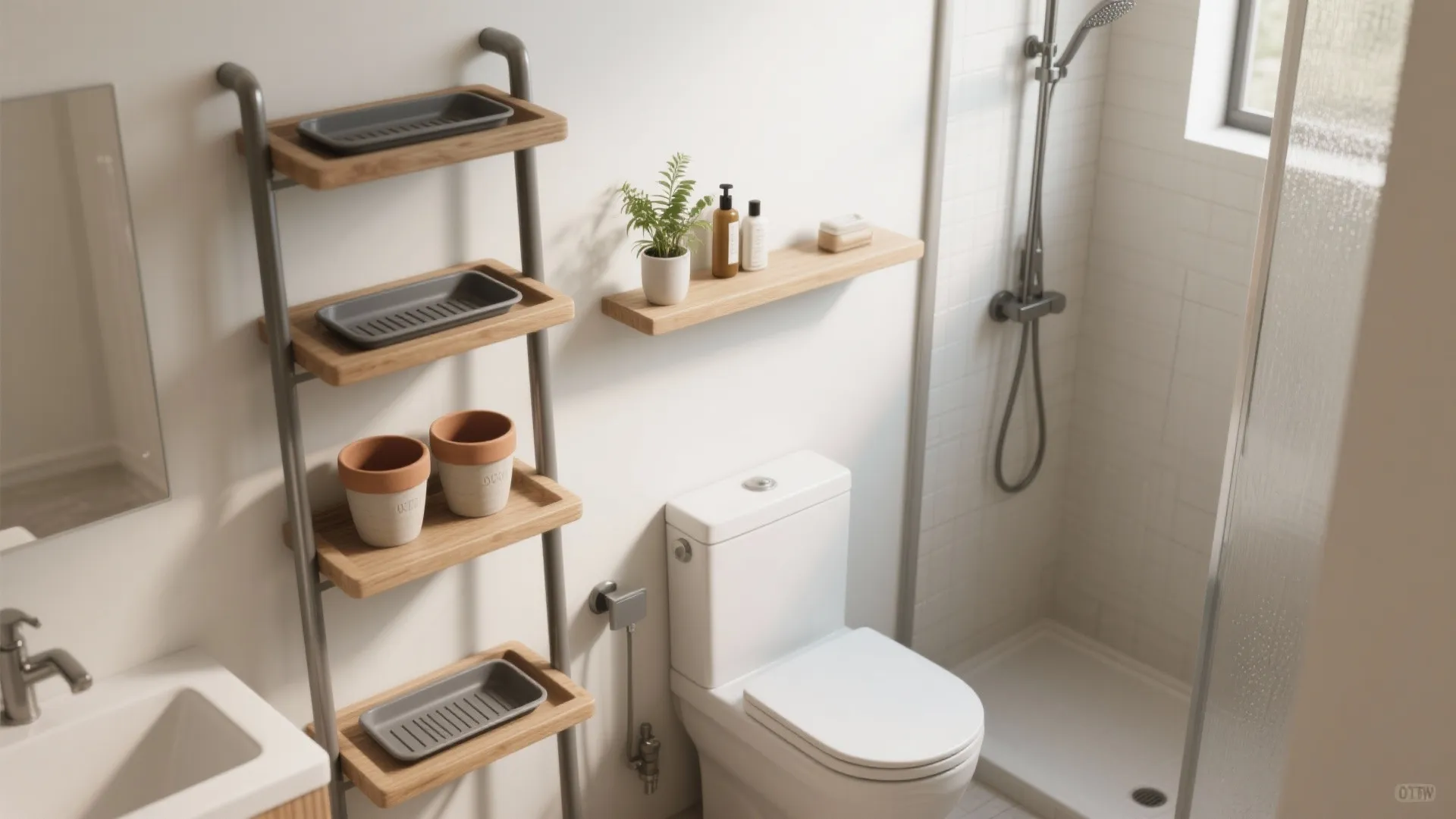 3. Shower-safe shelves and planters