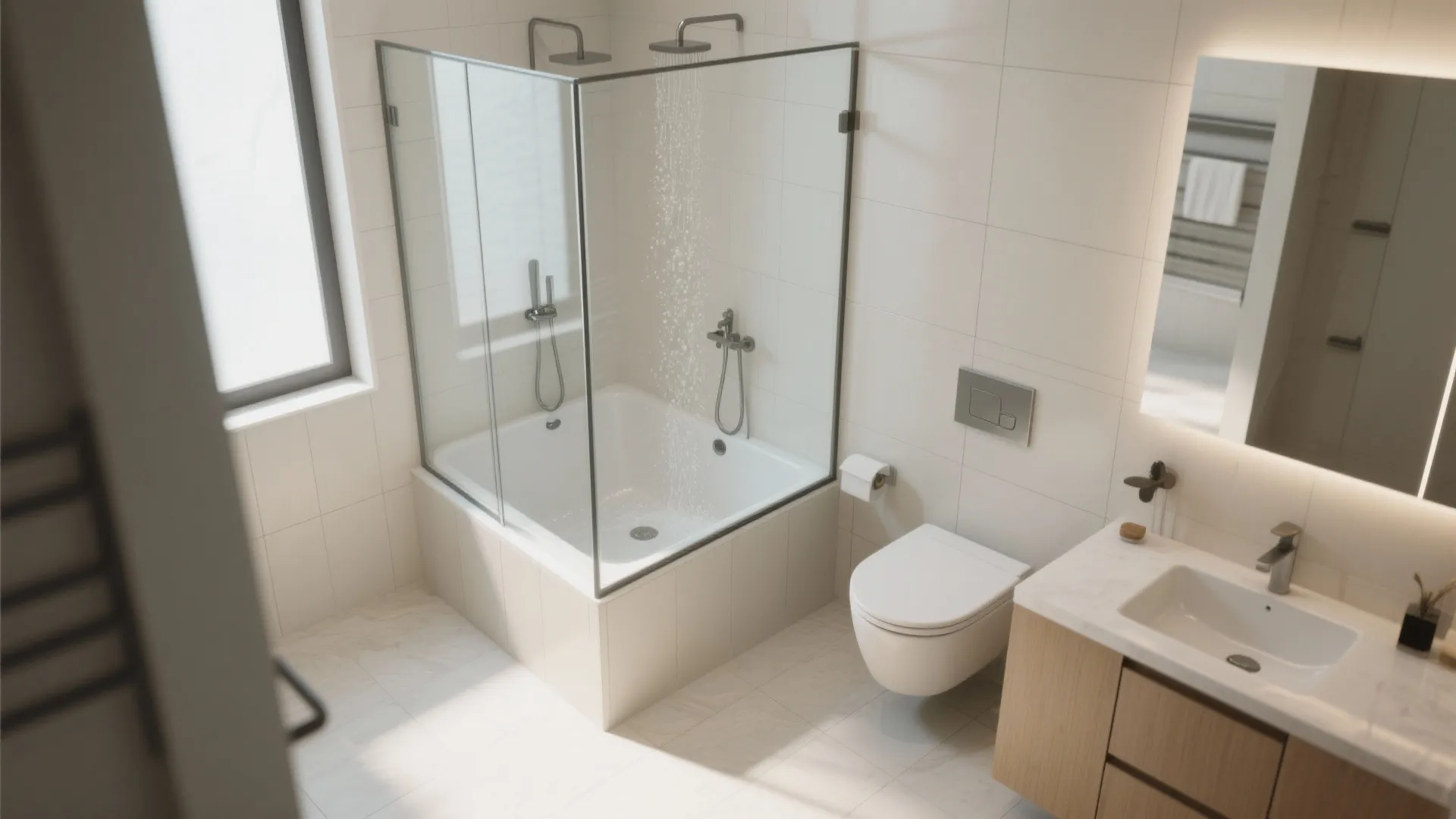 2. Shower-Tub Combo with Glass Divider