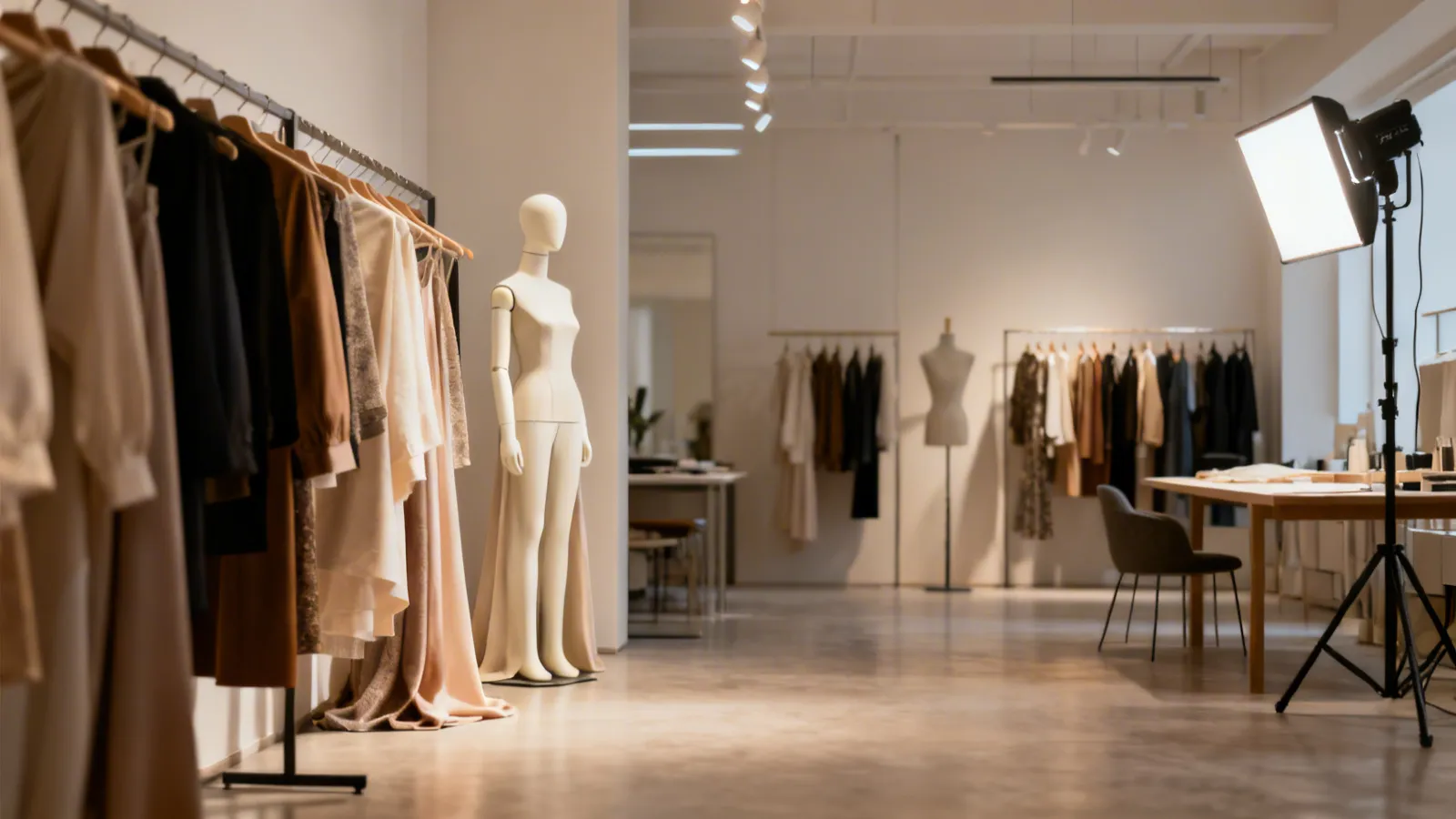 Pequeño showroom de moda dentro de un estudio creativo