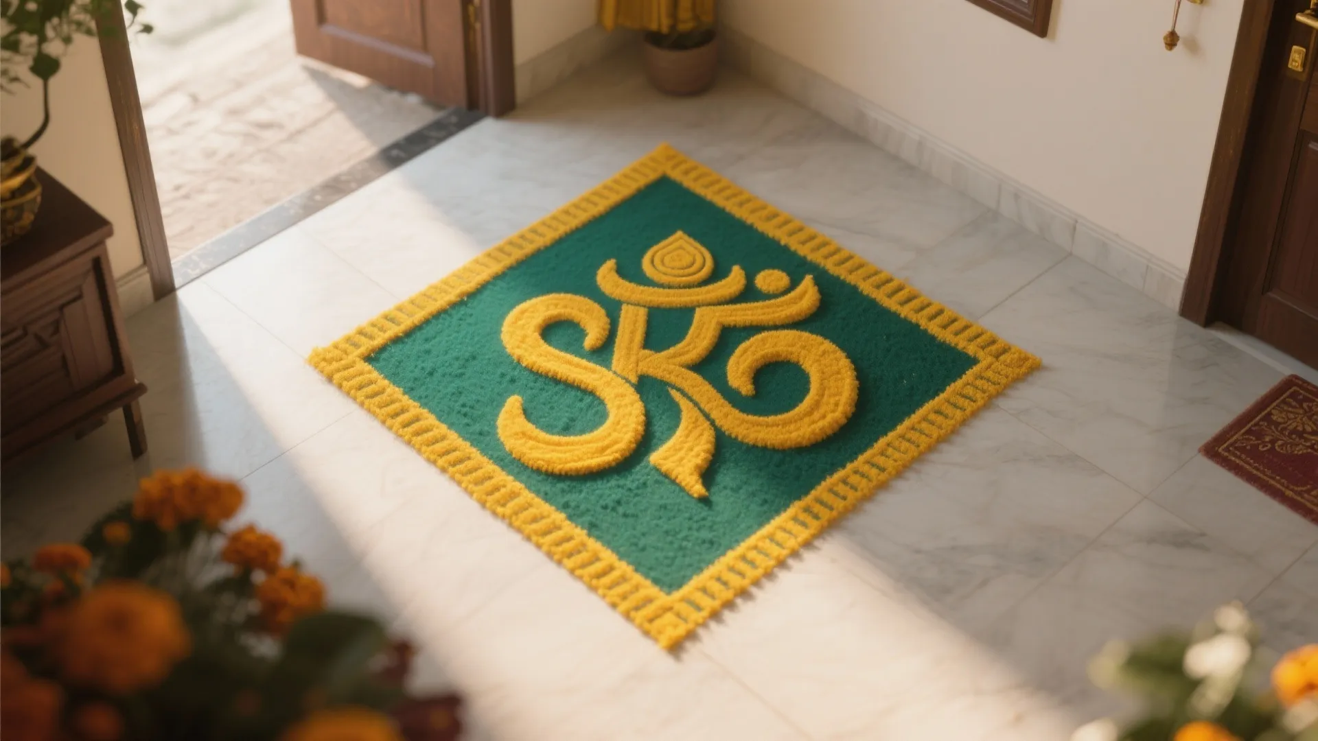 Shree Symbol with Geometric Borders