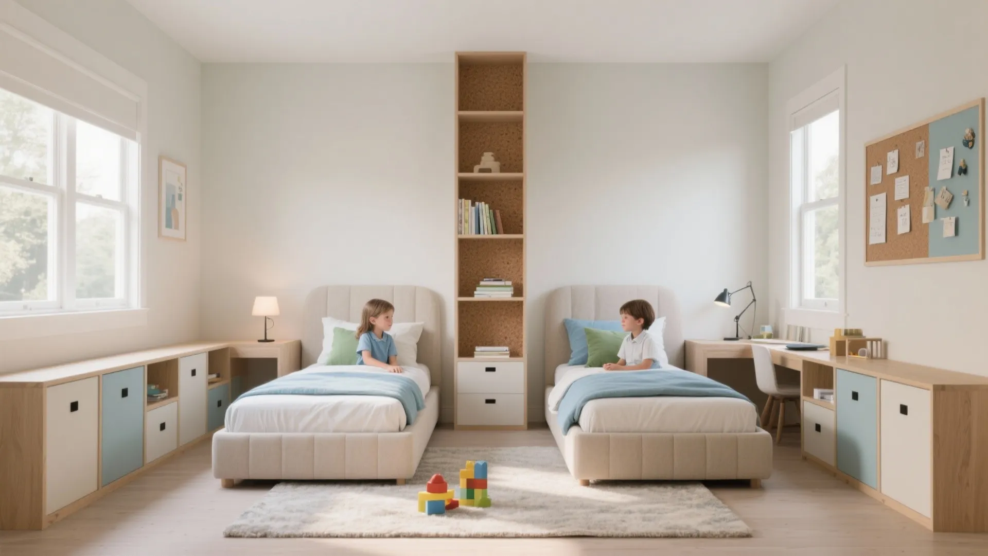 Kids Room Double Bed Design: Space Solutions for Siblings