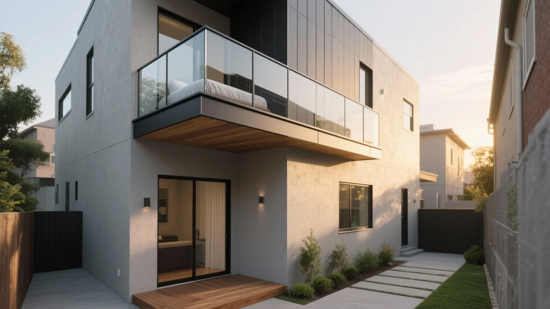 Cantilevered Side Balcony for Narrow Lots