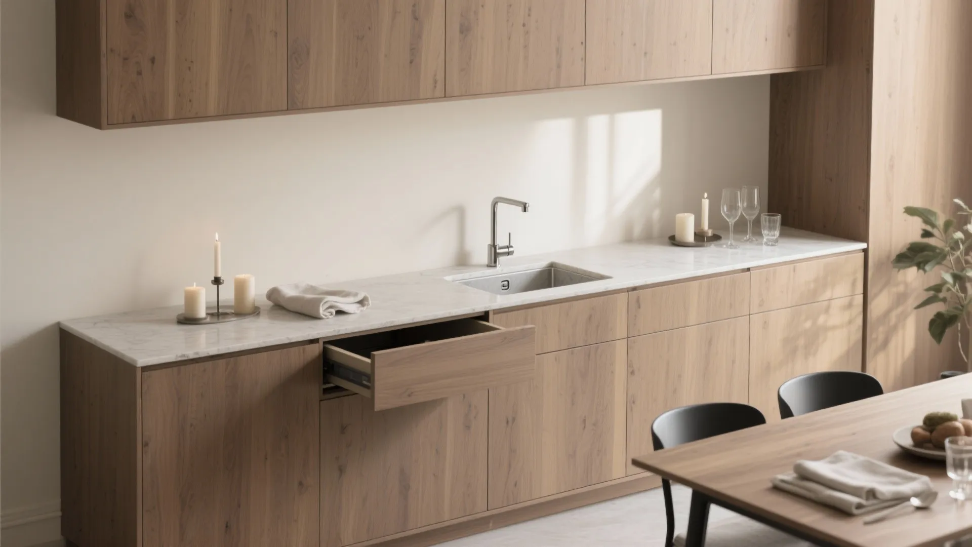 2) Sideboard-Integrated Basin for a Seamless Look