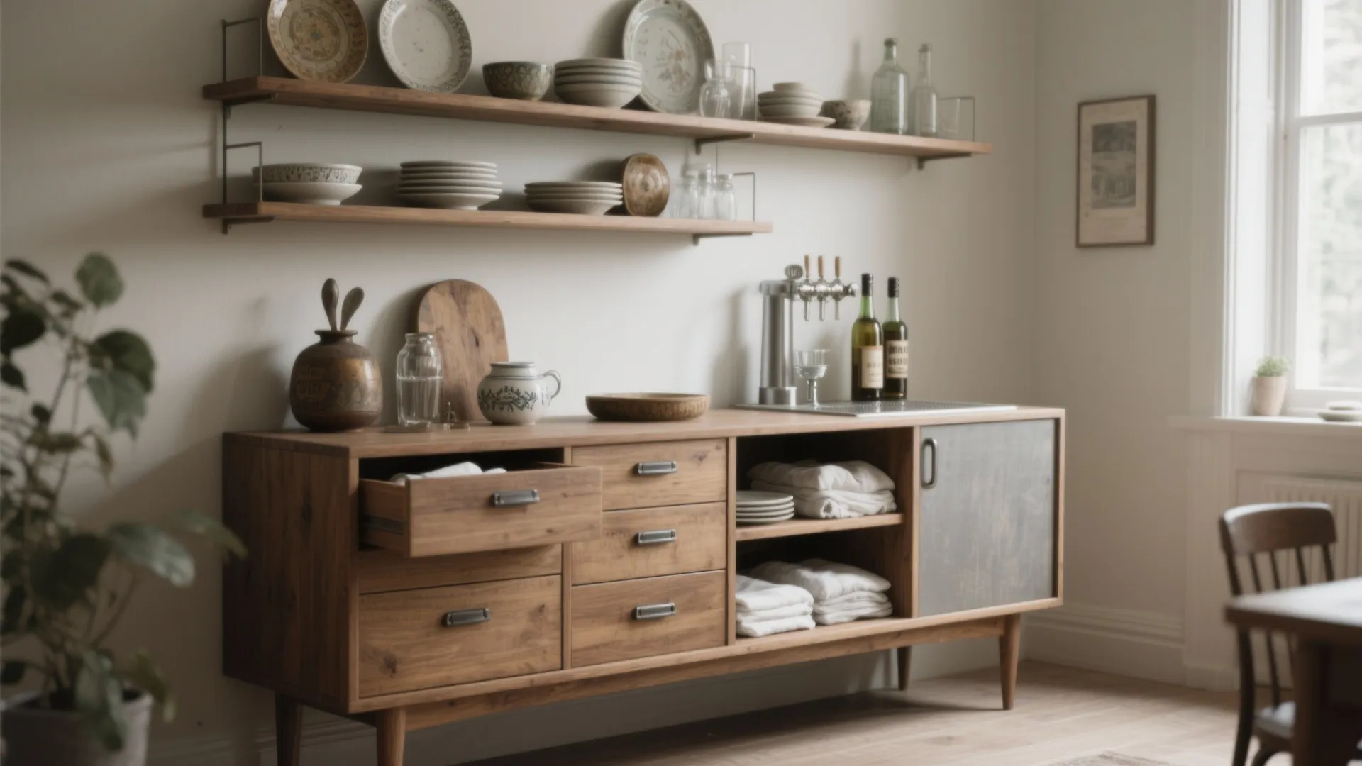 4. Multi-functional Sideboards and Floating Shelves