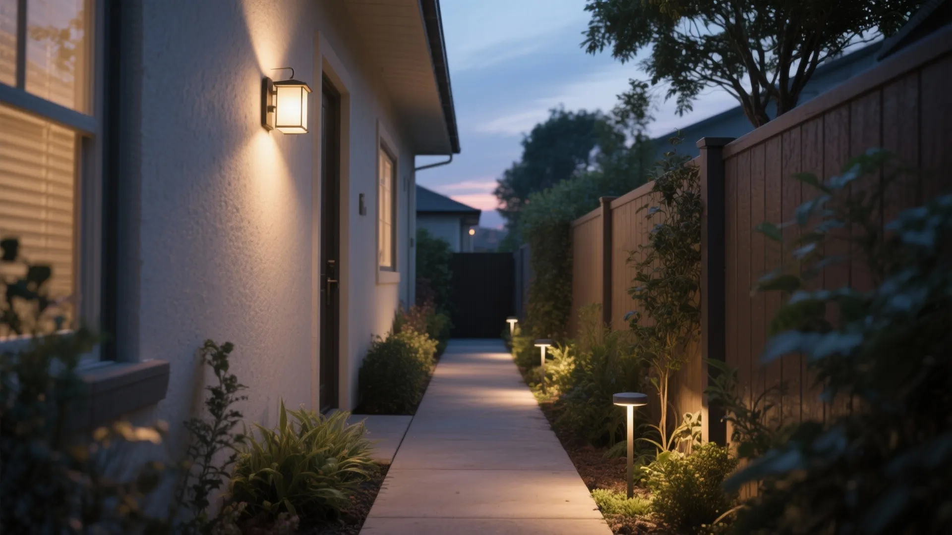 Ambient + path layering on narrow side yards