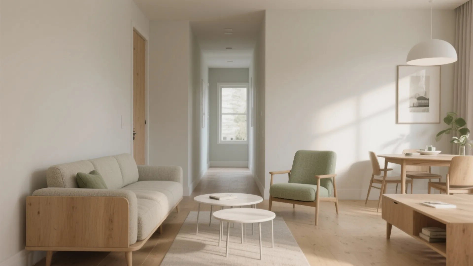 Sightline-first zoning with low-profile furniture