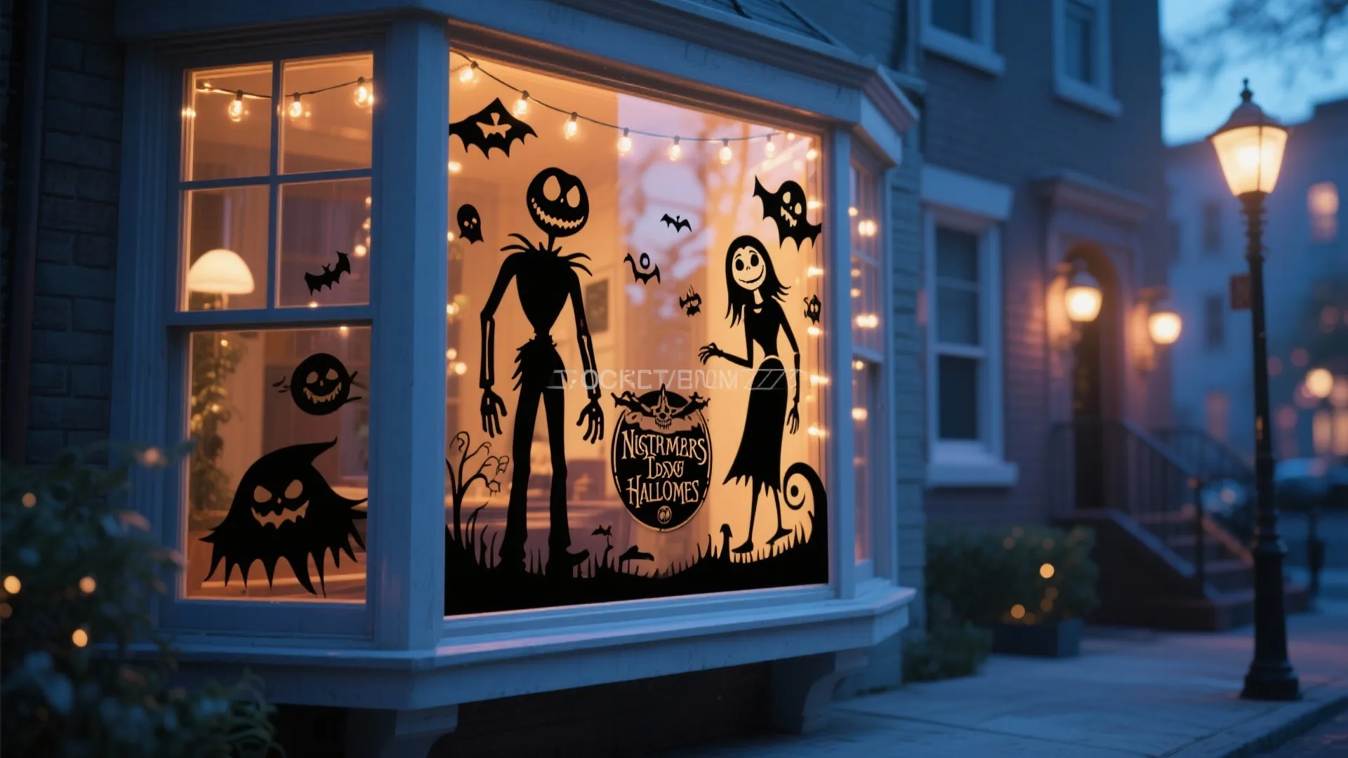 5. Window Silhouettes & String Lights