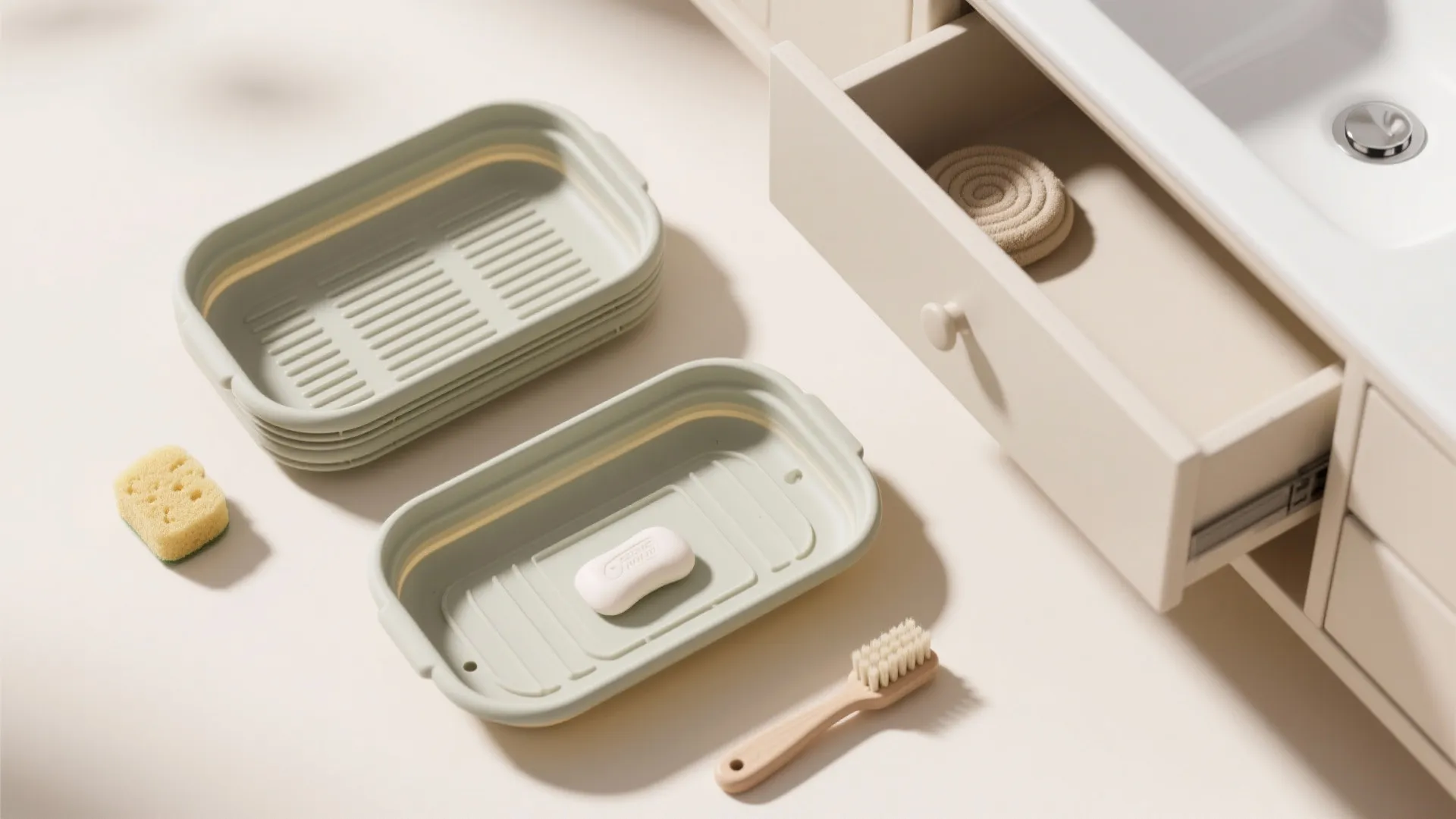 5. Collapsible silicone tray that tucks away