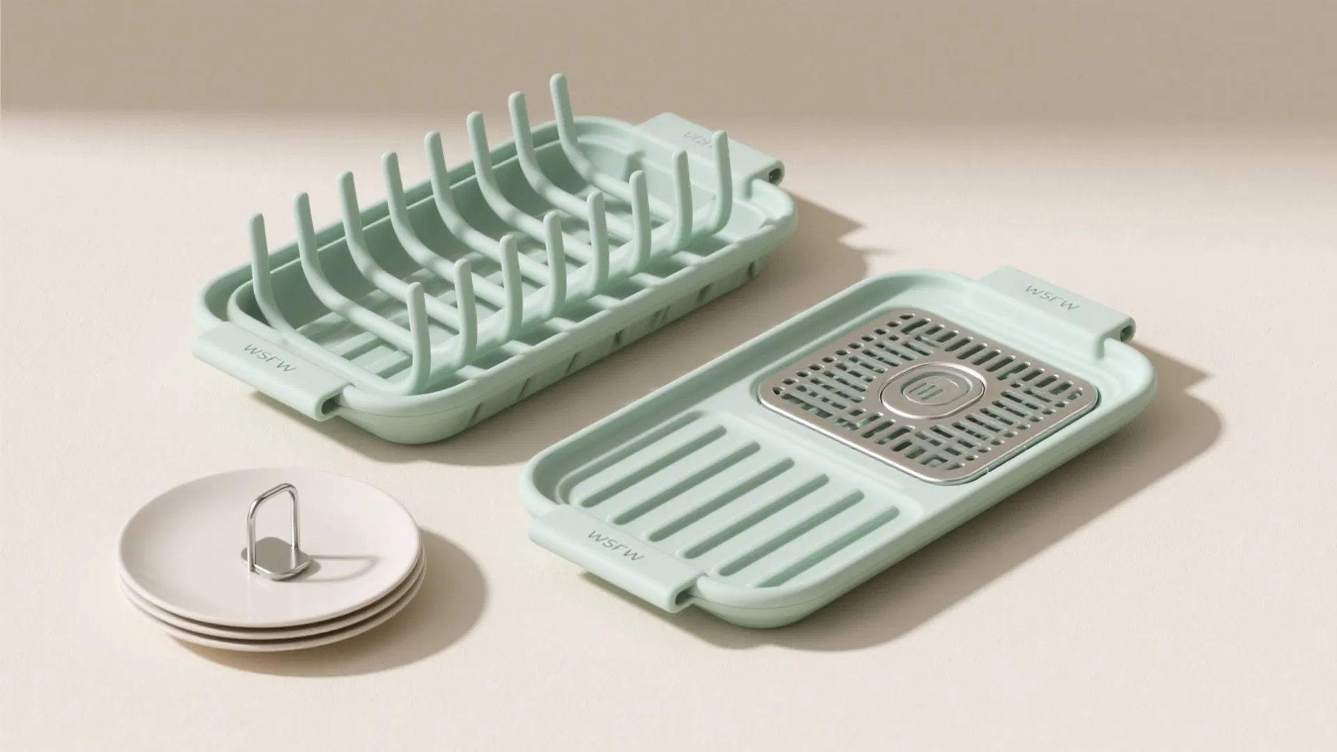 4. Collapsible silicone rack + drainboard
