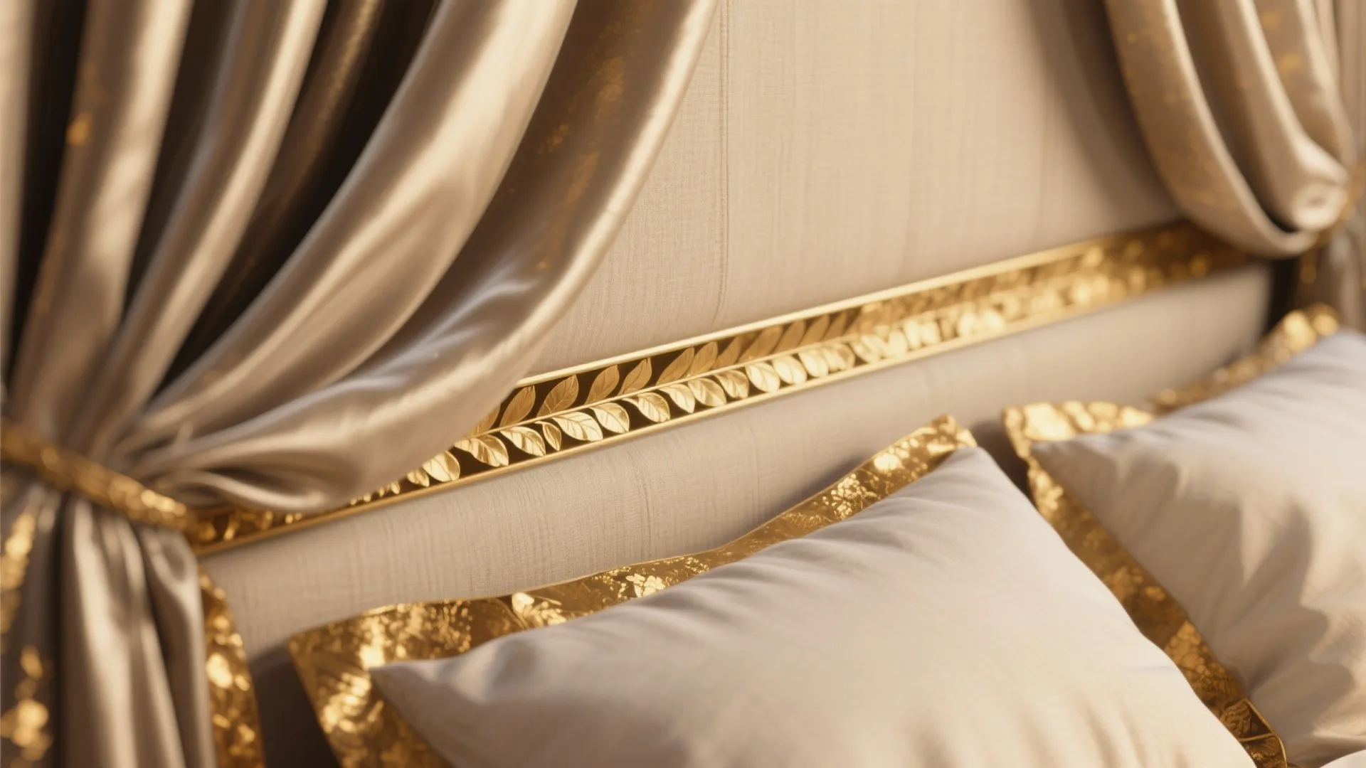 1. Soften the grandeur with silk and muted gold