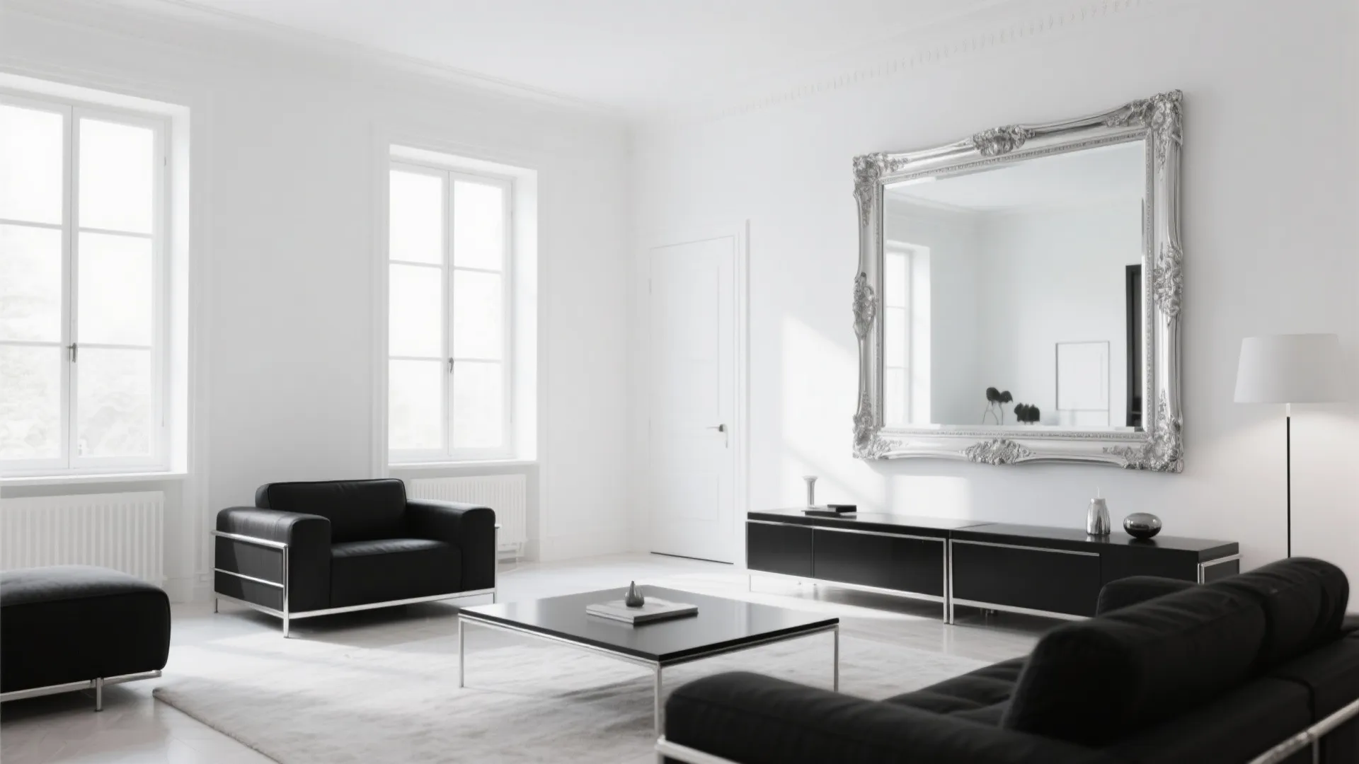 5. Silver-Framed Mirrors