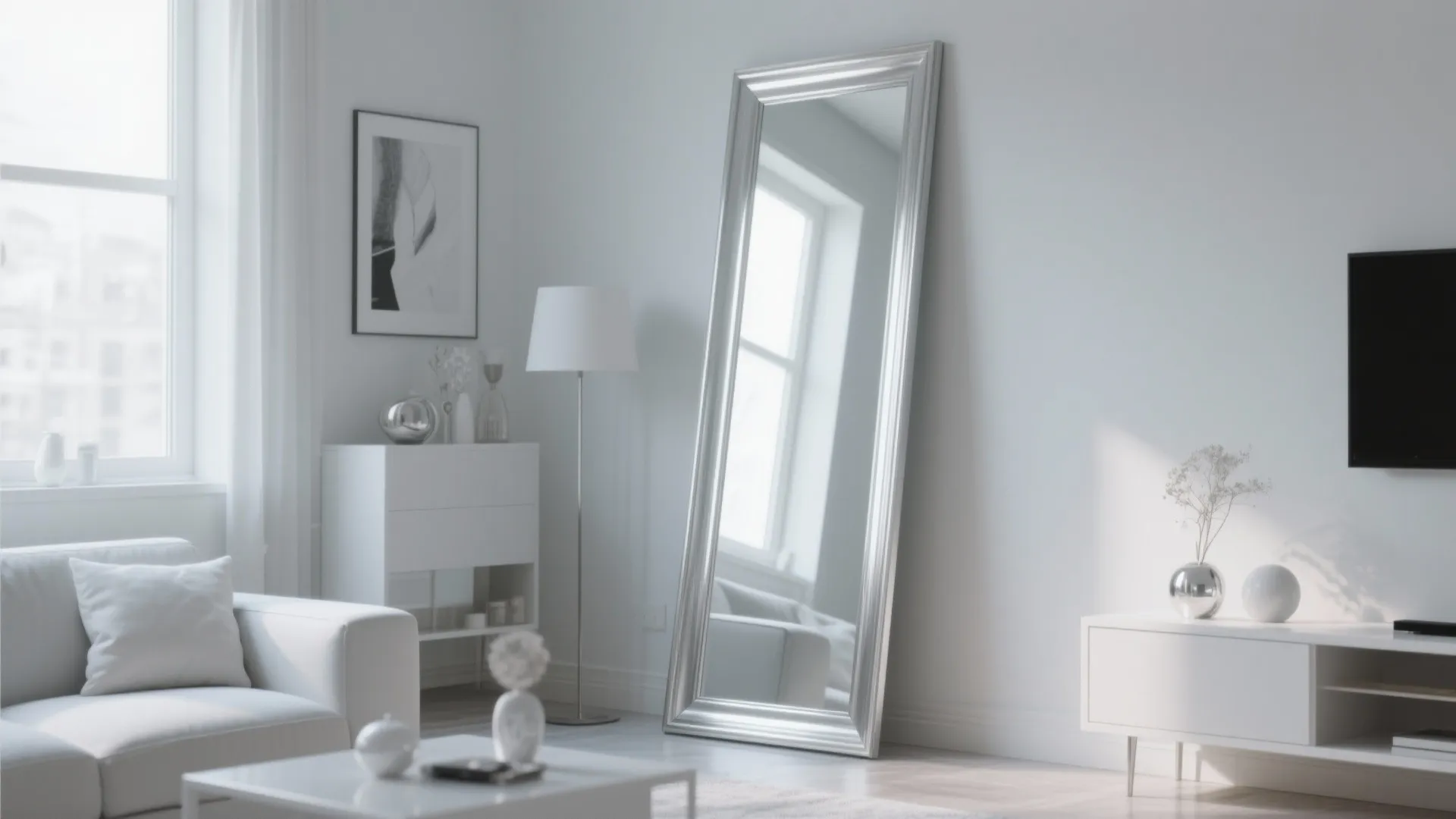 5. Silver-Framed Mirrors