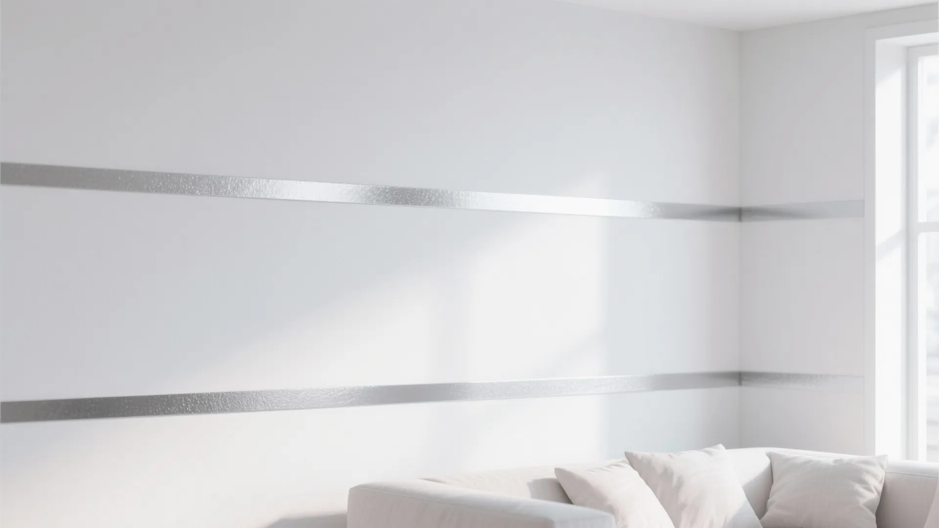 5. White Walls with Silver Accent Stripes