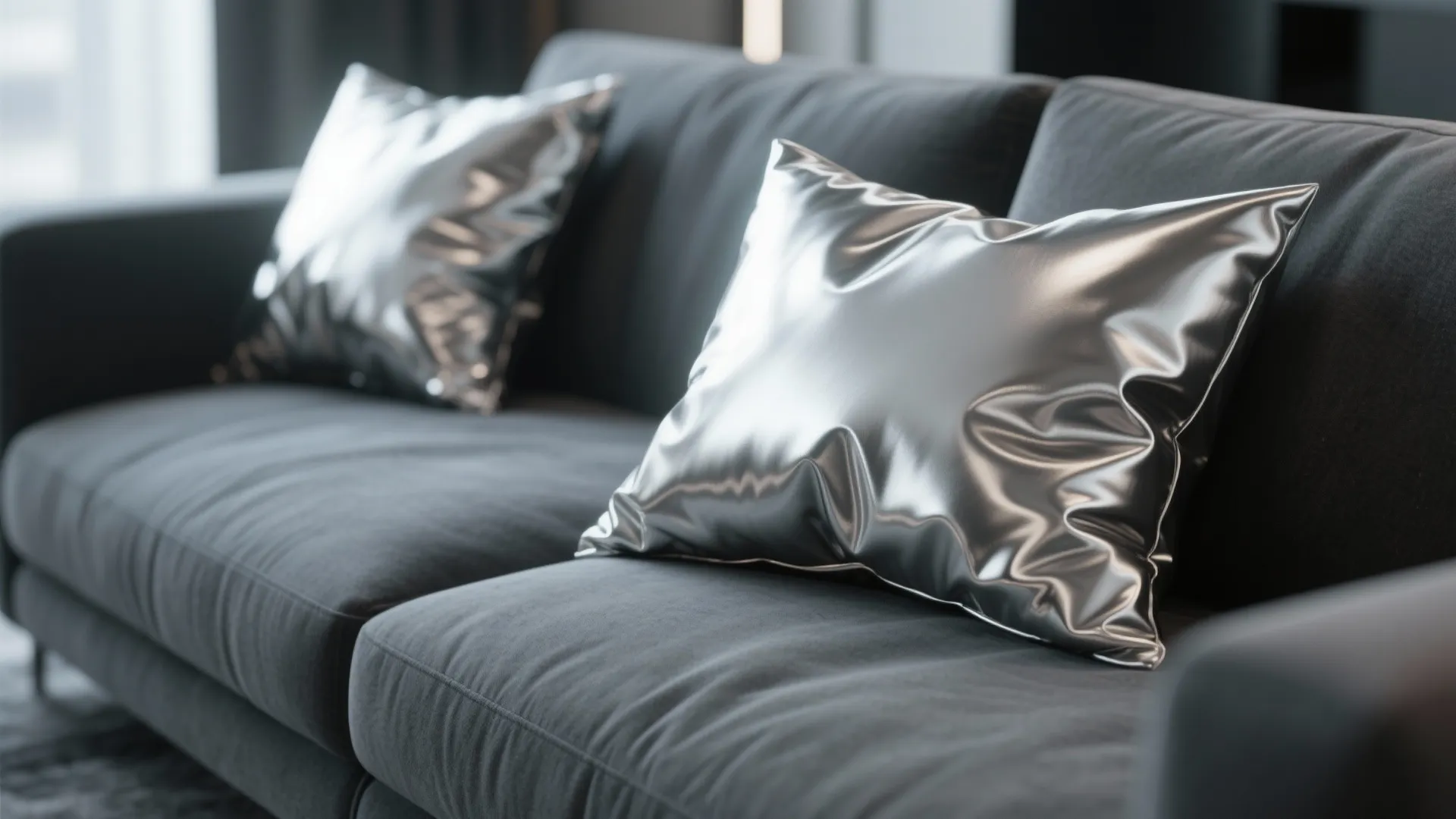 8. Metallic Silver Throw Pillows