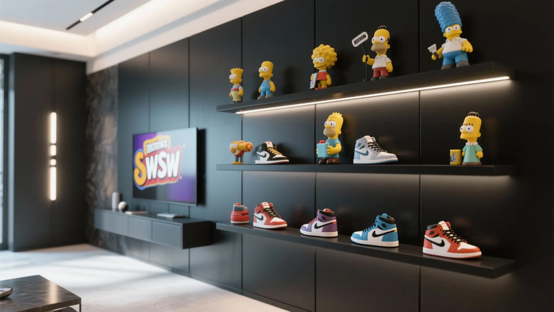 6. Entertainment Wall with Character