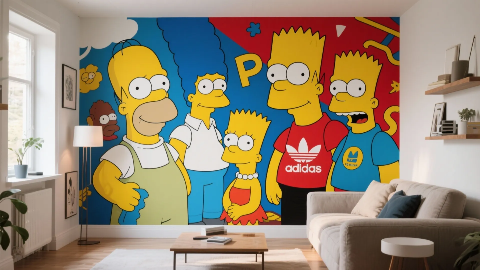1. Bold Character Wall Murals