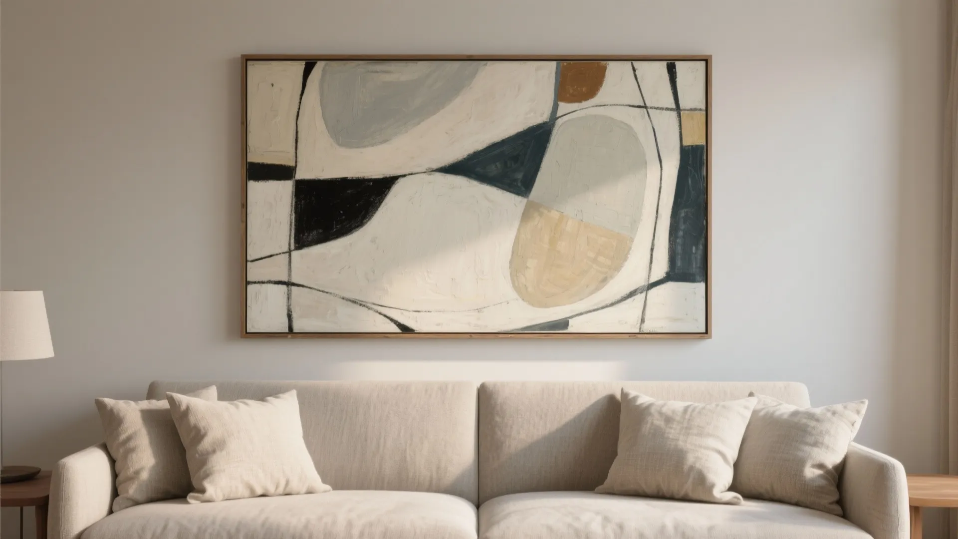 1. Oversized Single Canvas as the Focal Point