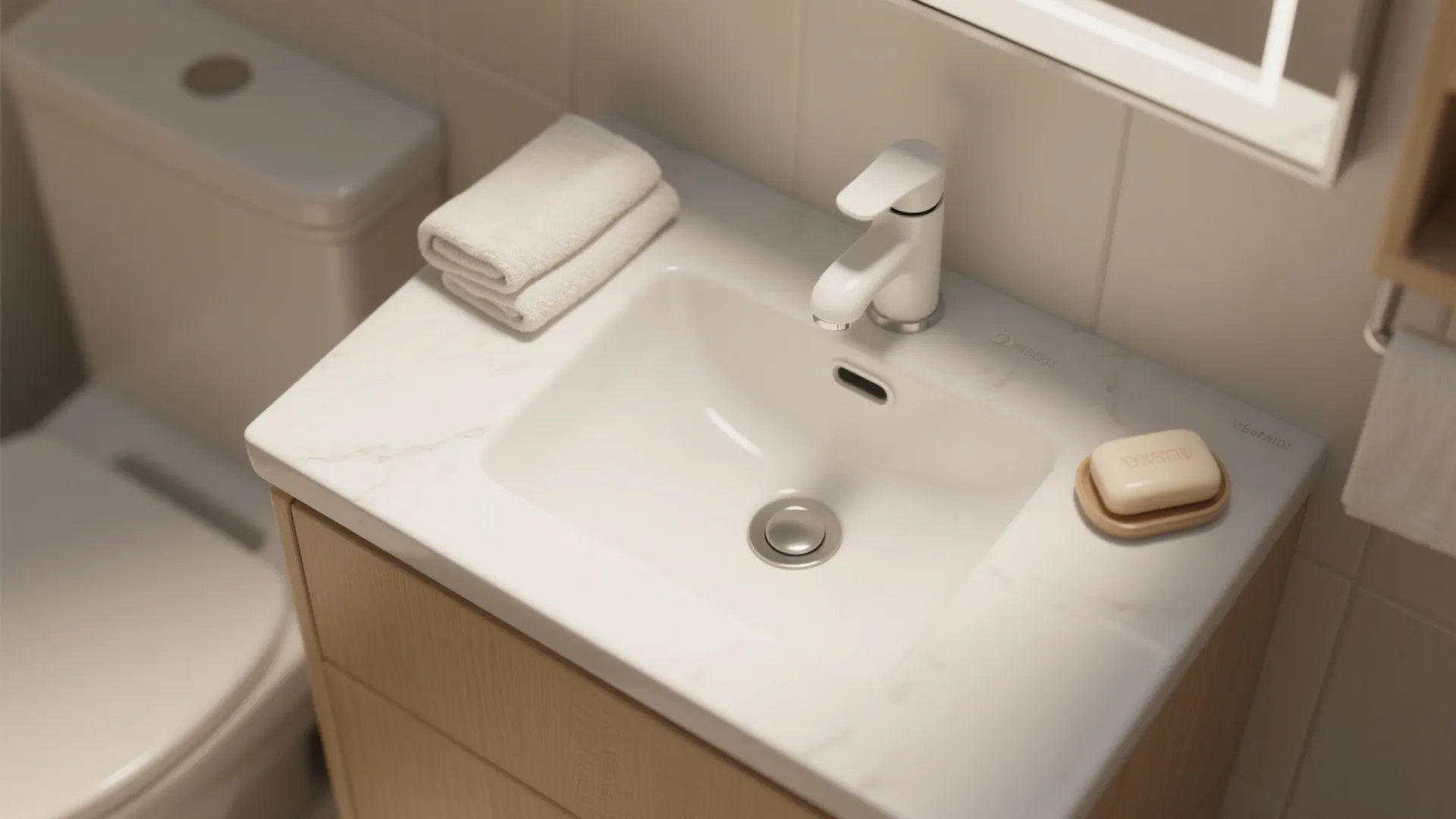 3. Minimal Single-Hole Mixer with White Paddle Handle