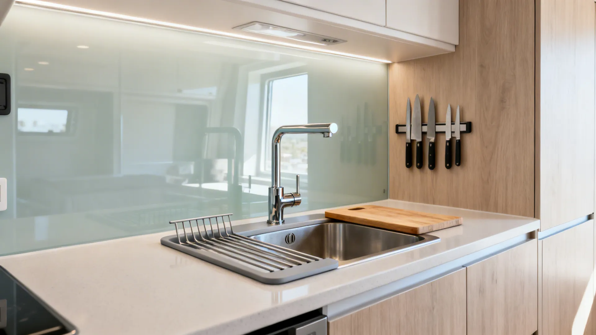 Single-Bowl Plus Accessory Ledge for Tiny Kitchens