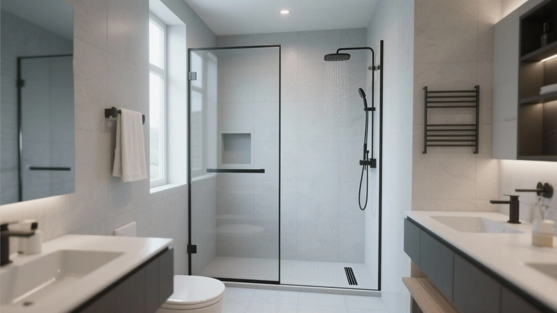 Walk-In Shower with Single-Pane Glass
