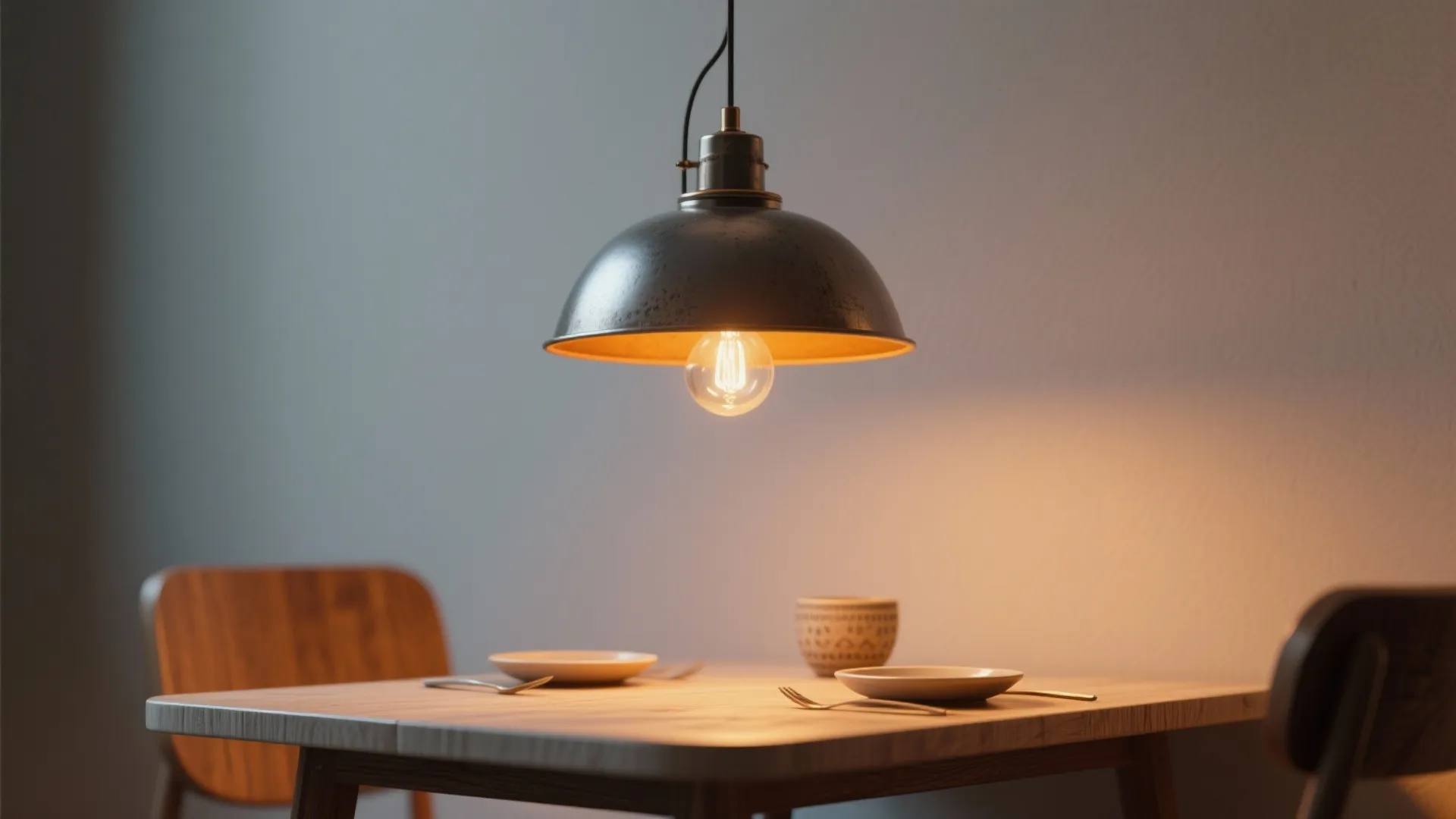 1. Single pendant, low and centered