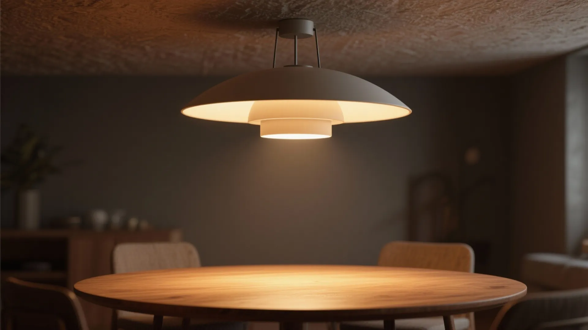 1. Single pendant centered, but offset in use