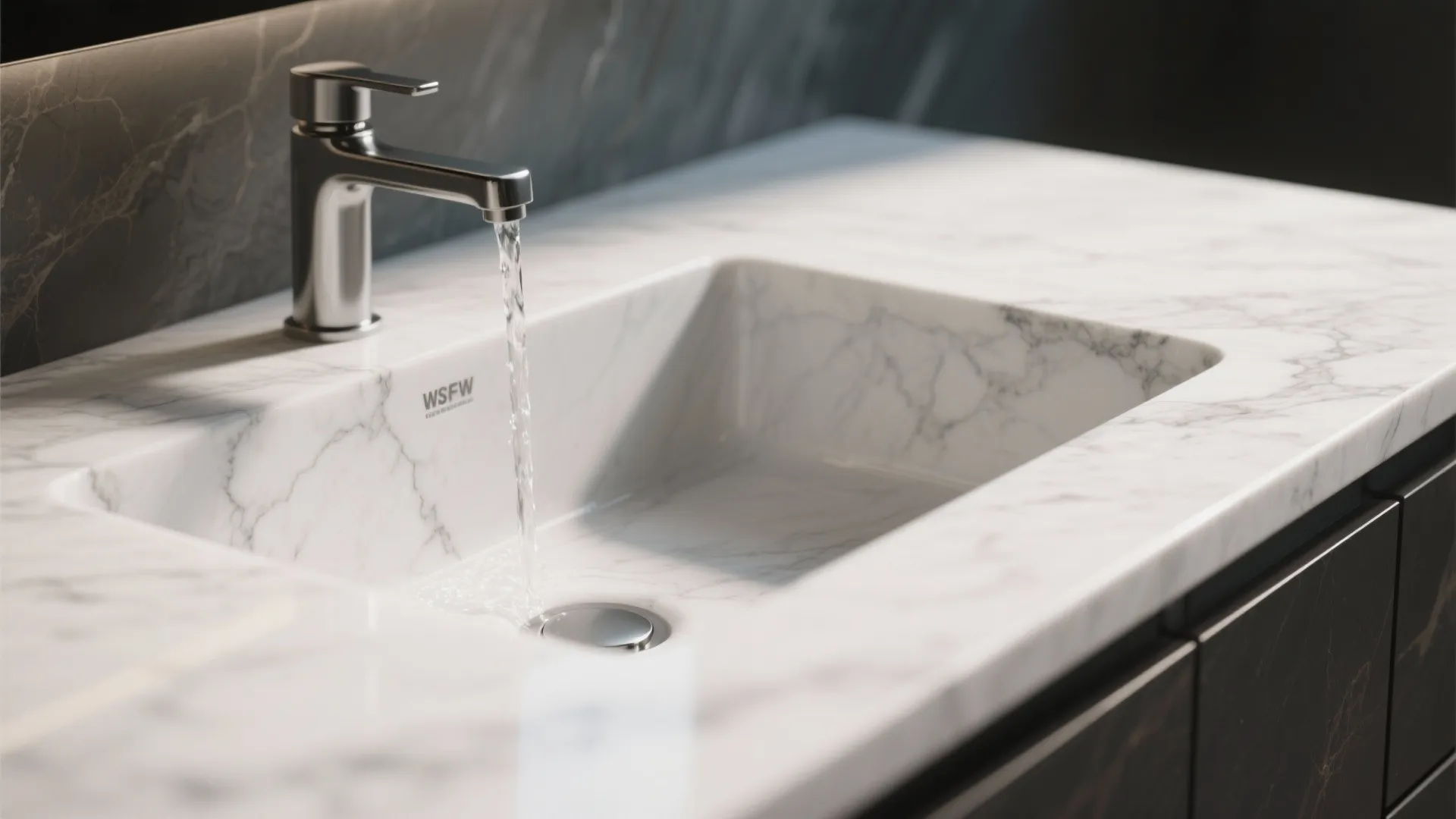 2. Single-Slab Marble Counter with Integrated Basin