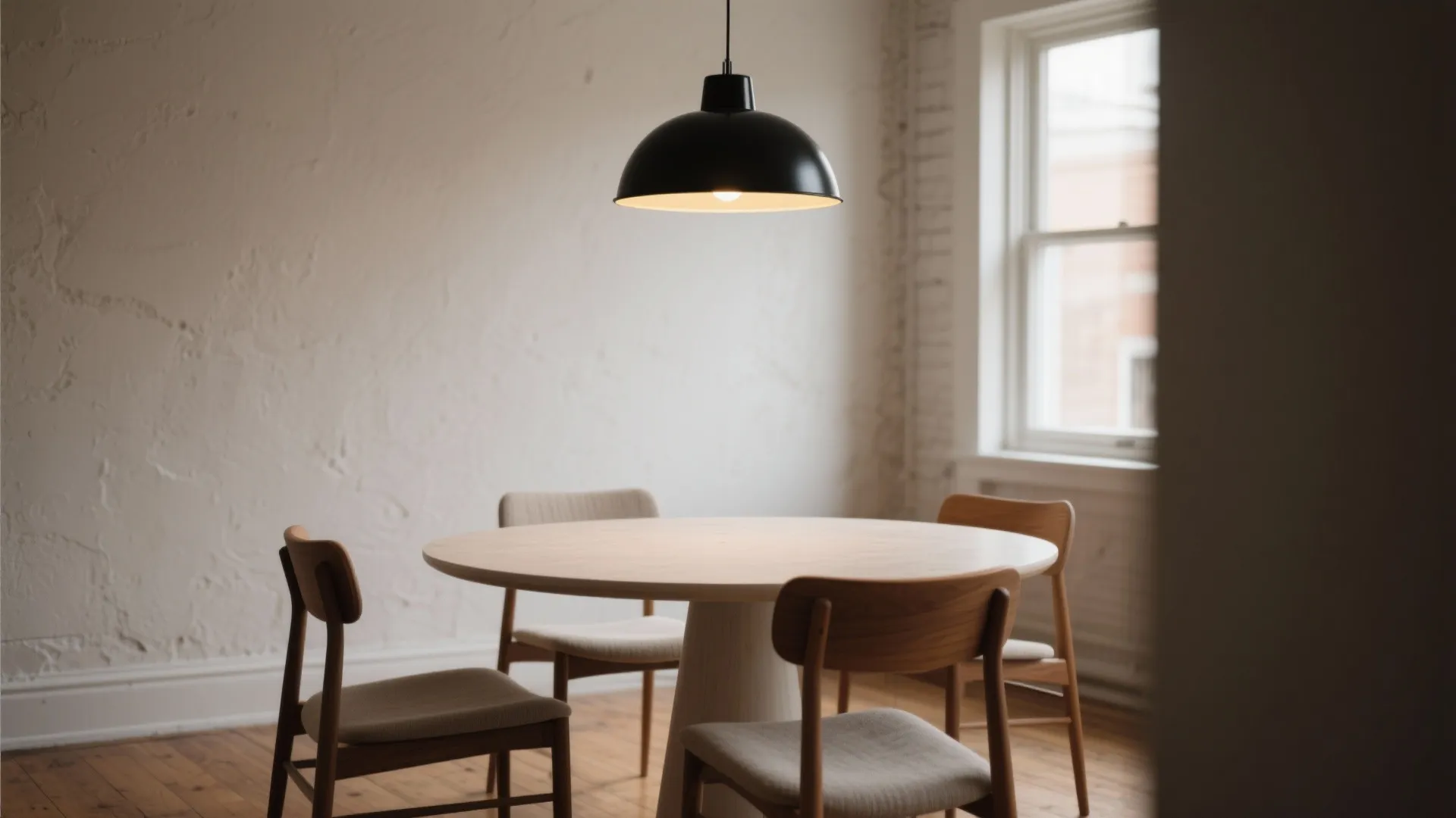 1. Single Statement Pendant over a Round Table