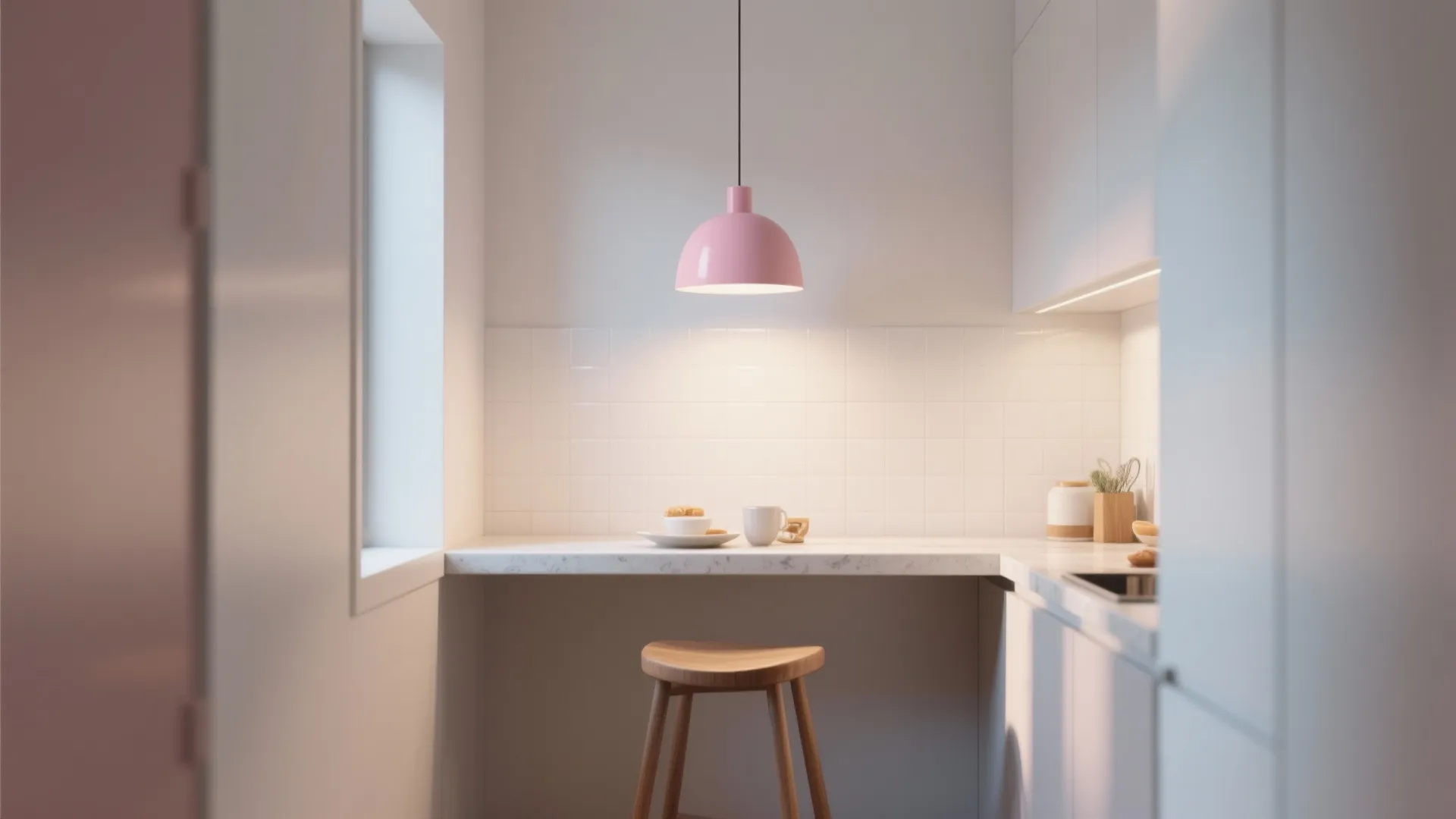 1. Single Statement Pendant Above a Mini Breakfast Bar