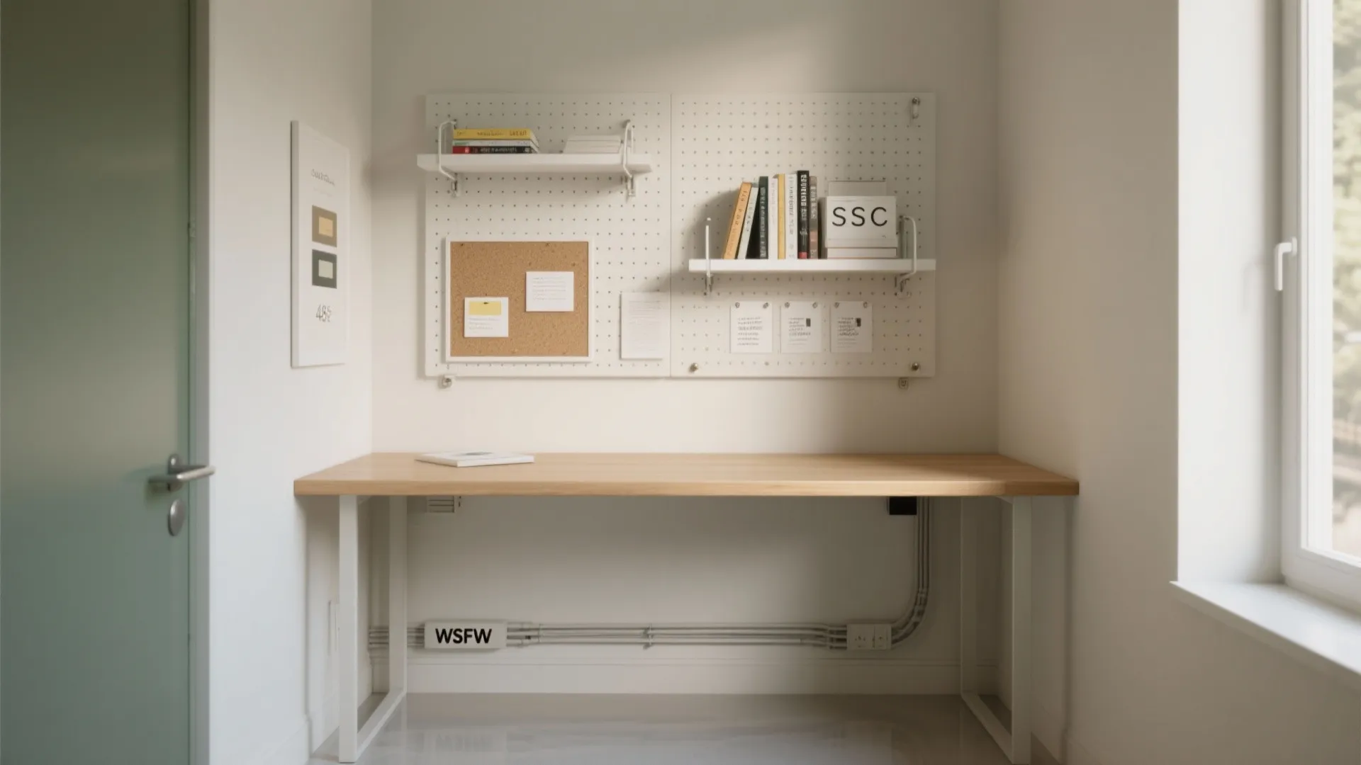 Minimal Single-Wall Desk + Vertical Storage