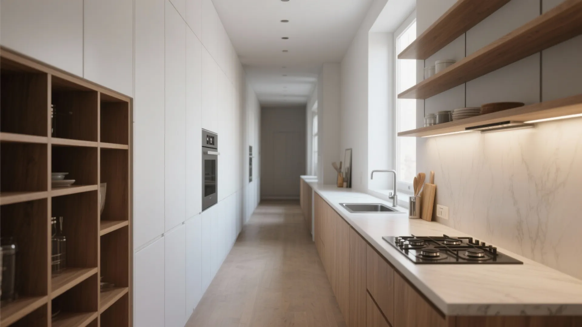 1. Single-wall kitchen (compact efficiency)