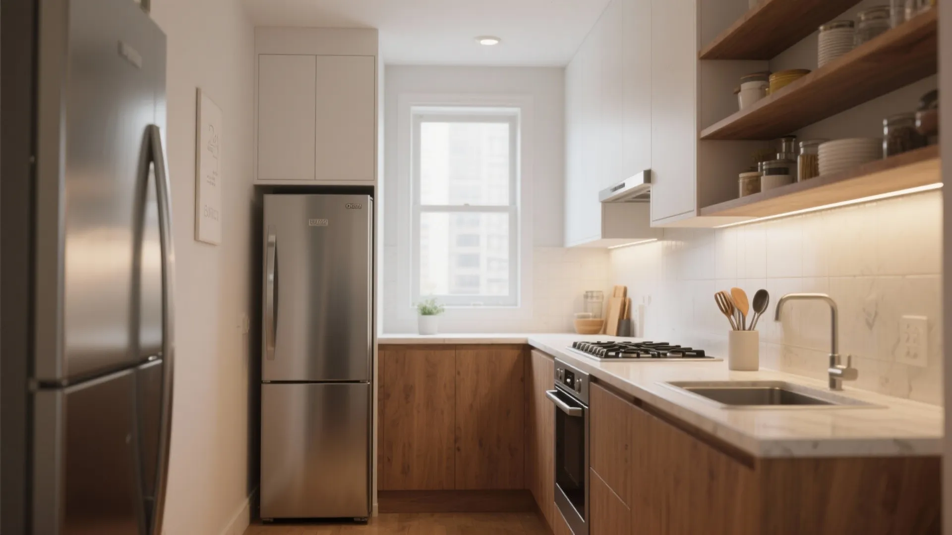 1. Compact Single-Wall Kitchen (6–10 ft / 1.8–3 m)