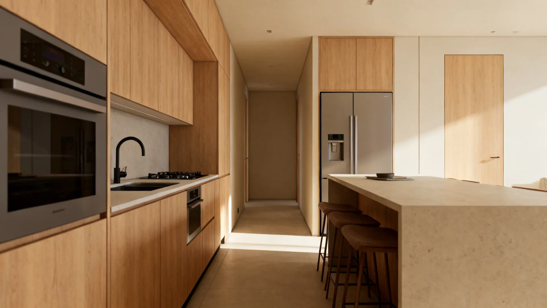 10x10 kitchen showing single-wall layout with a narrow peninsula and clear circulation.