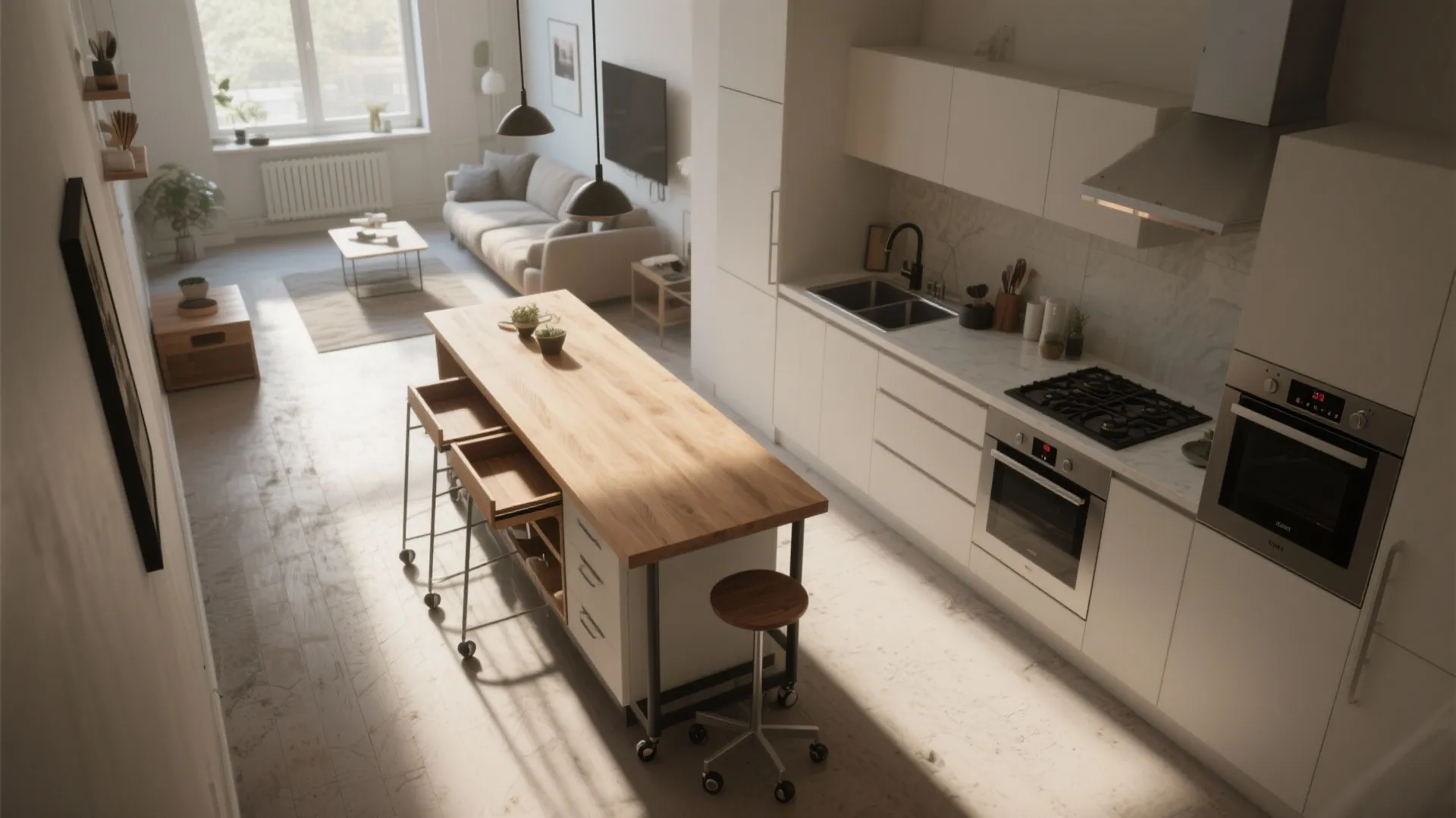 3. Single-wall plus movable island