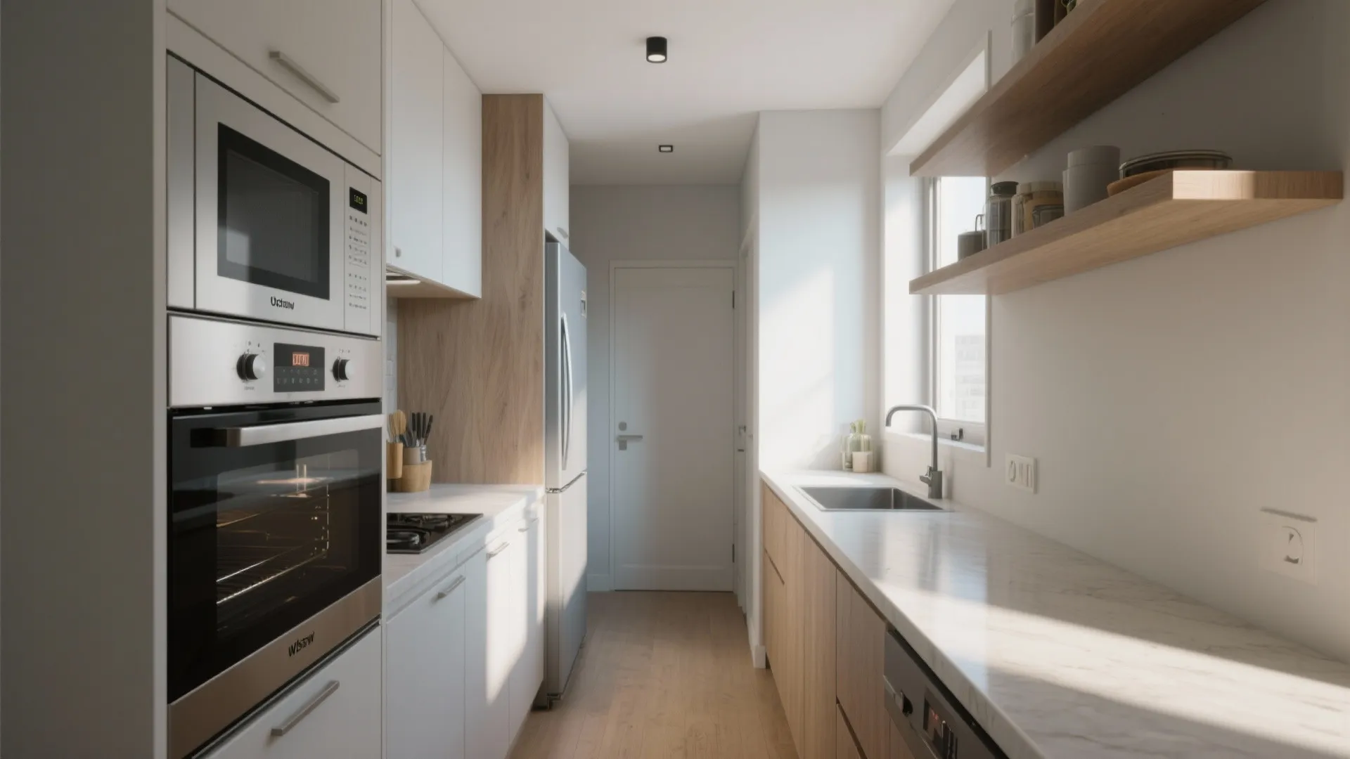 3. Single-wall with stacked appliances