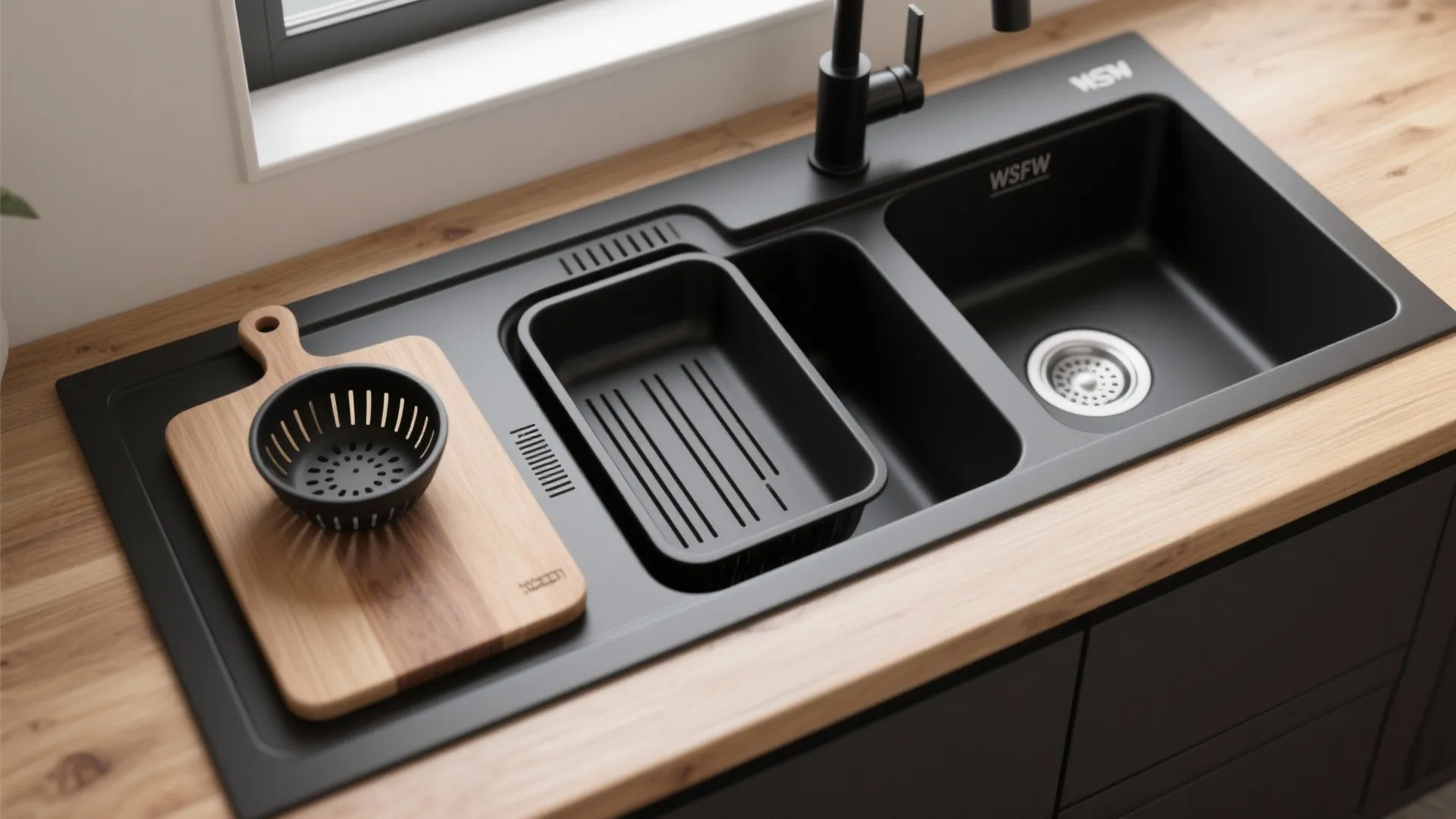 2. Integrated drainer and hidden accessories