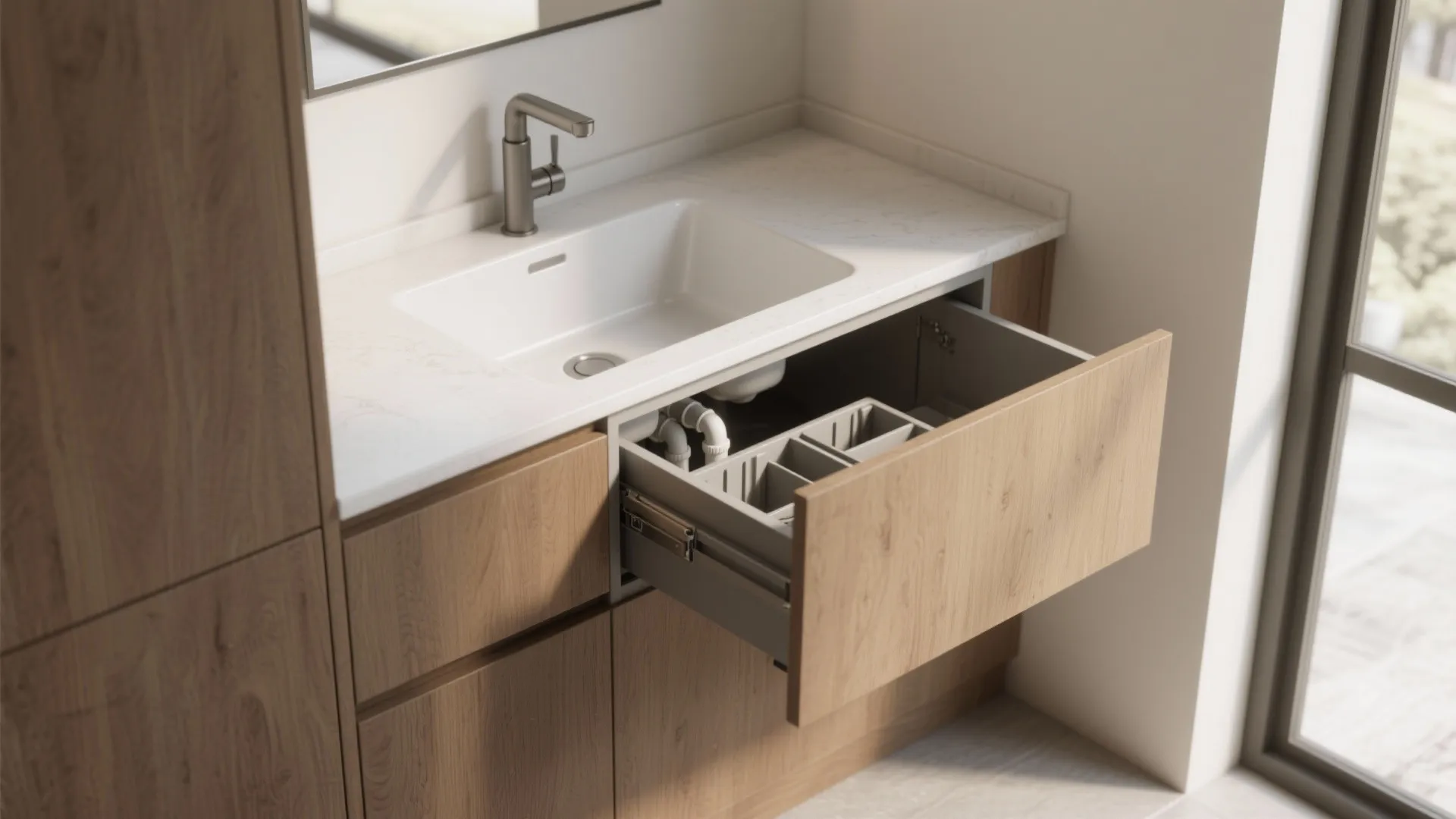 4. Combine sink and storage in a clever corner