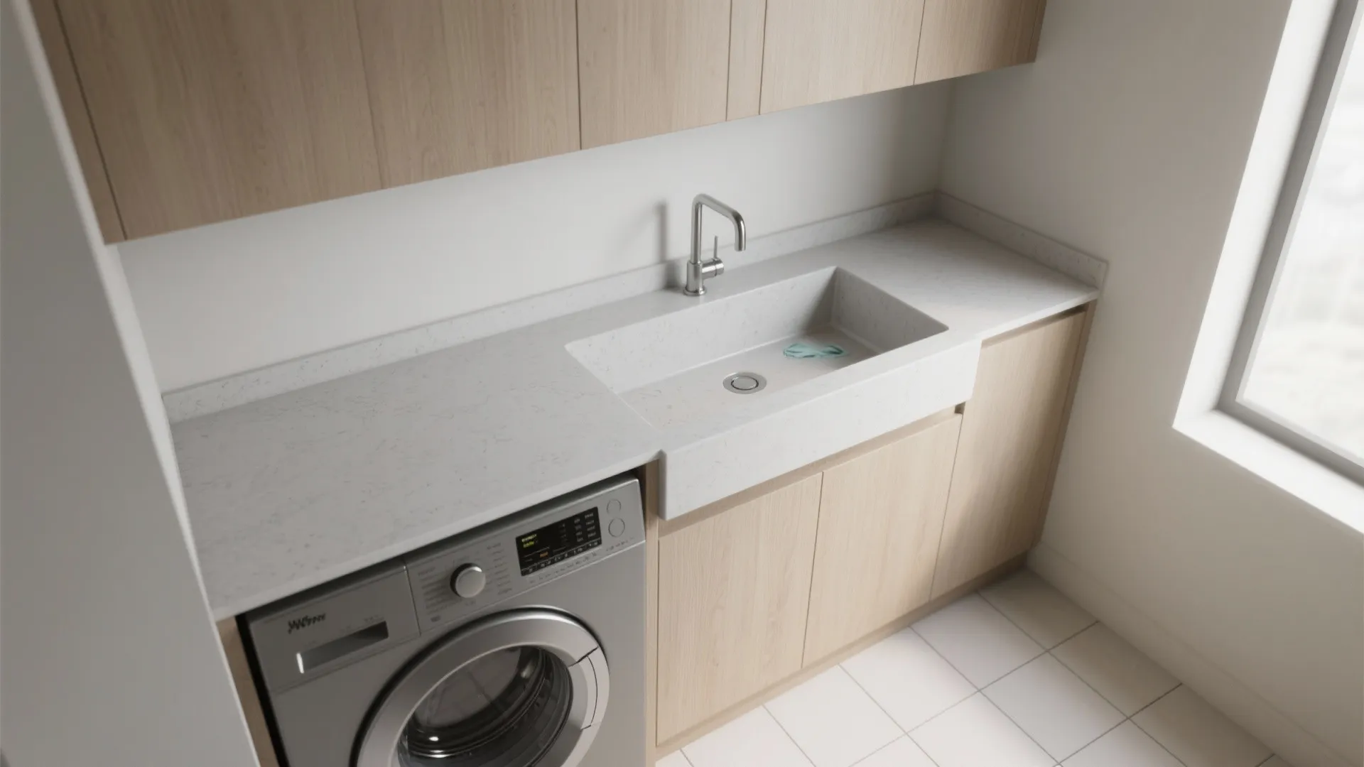 2. Slim Sink + Counter Over Washer