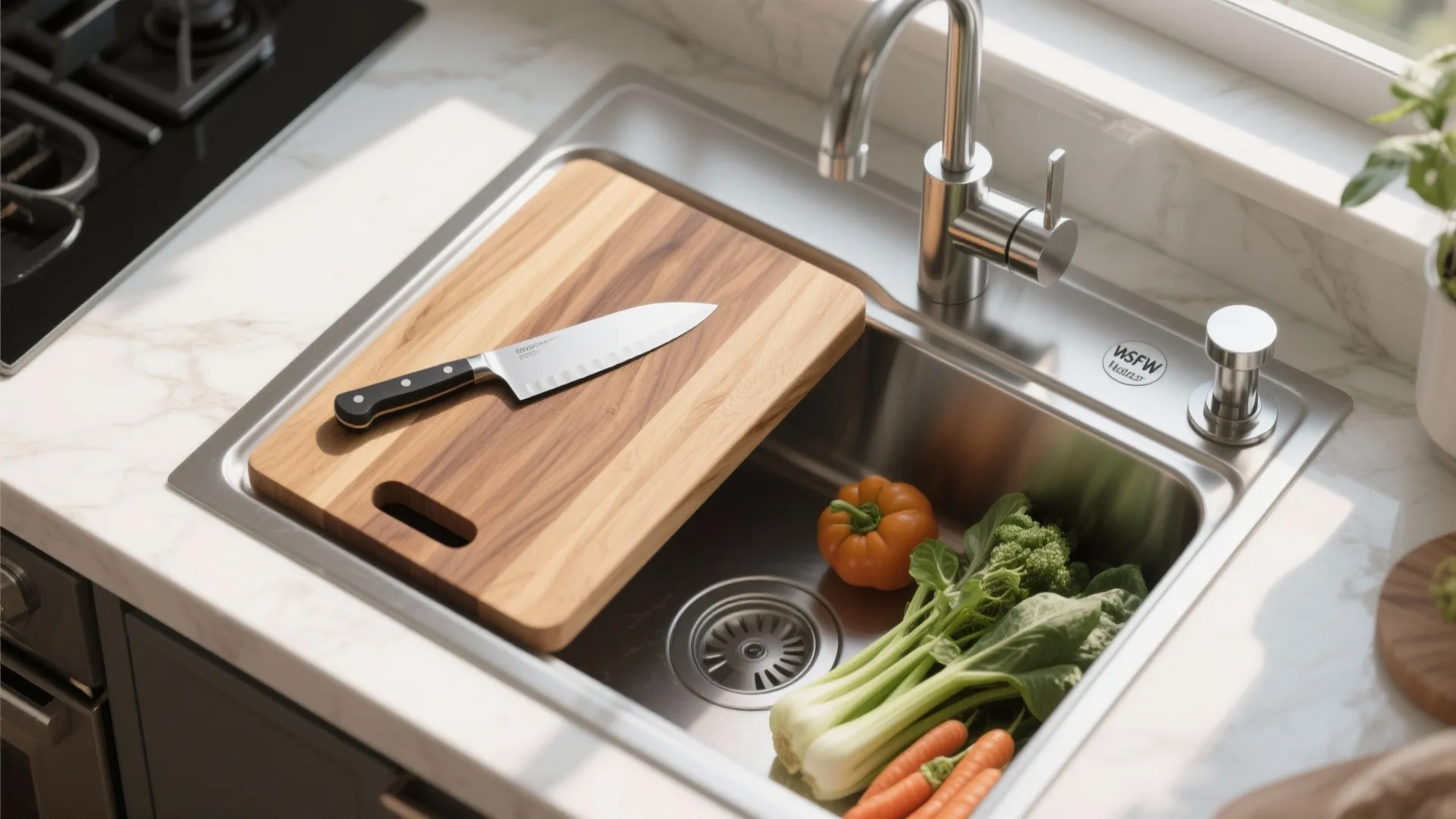 4. Extend Sink Space with a Cutting Board Insert