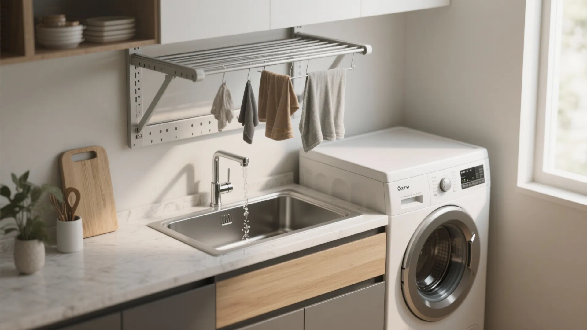 4. Sink + Drying Rail Combo for Utility and Flow