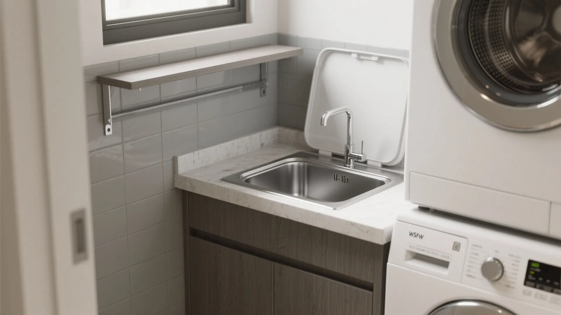 Utility Sink + Folding Shelf Combo
