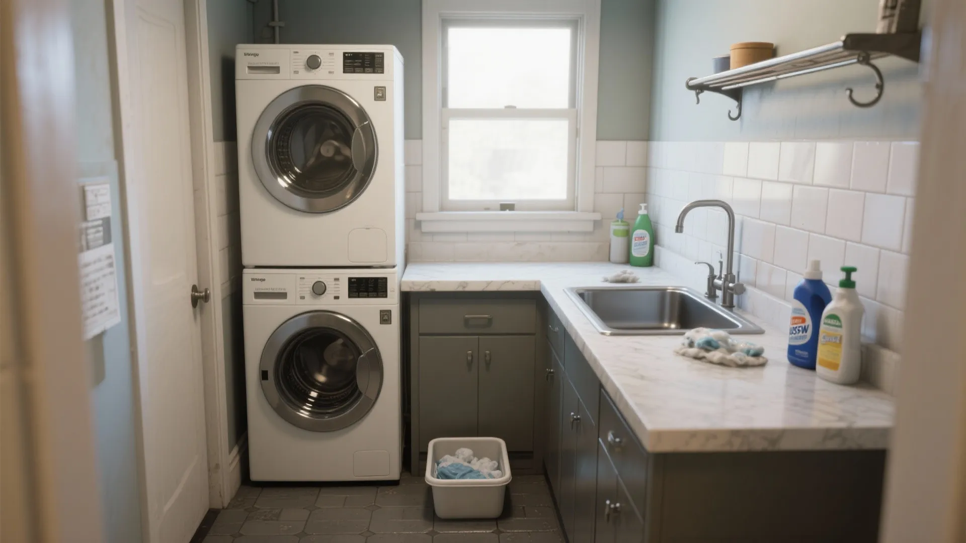 4. Integrate a Utility Sink and Hanging Rod