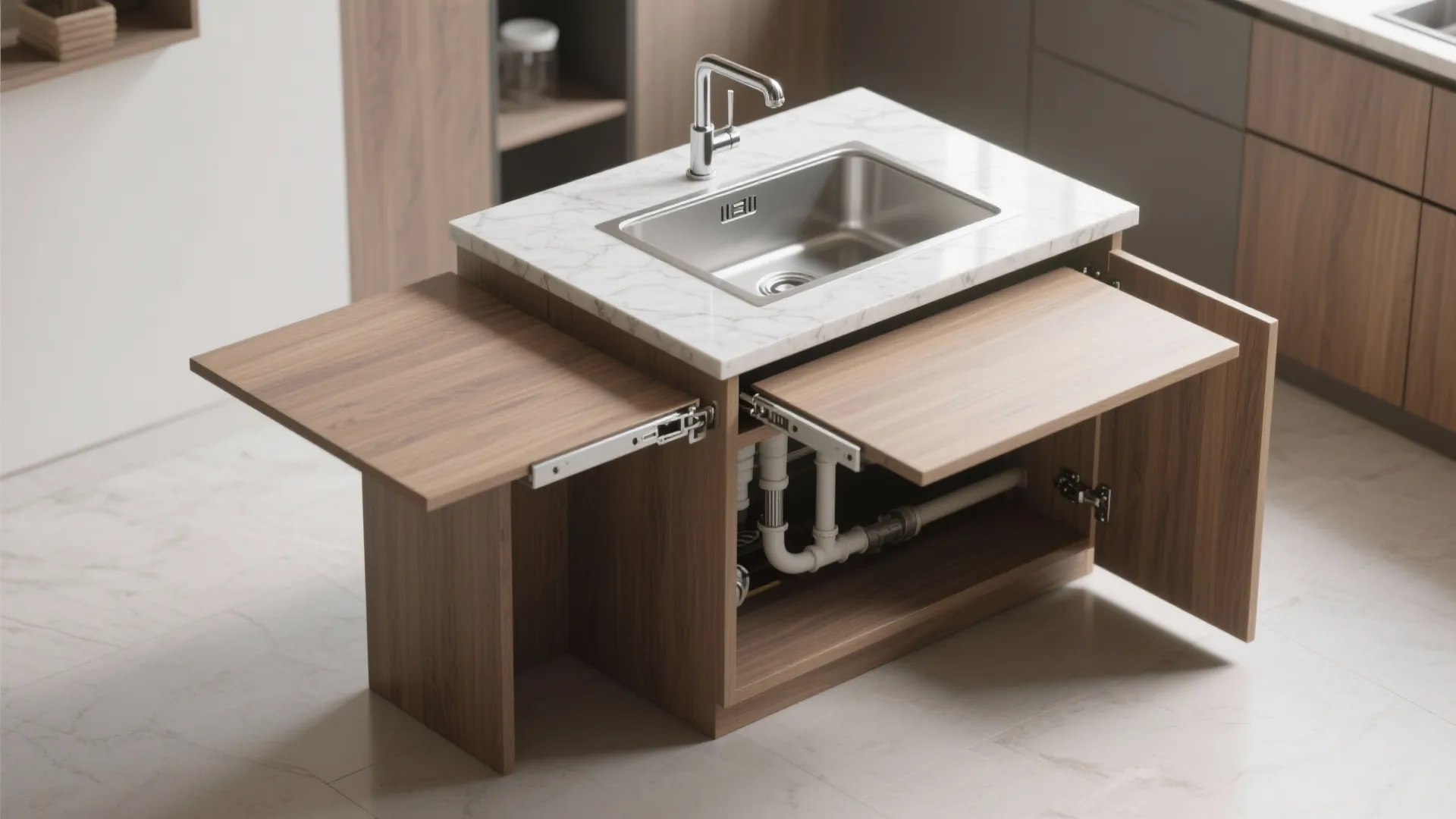 4. Sink island with fold-out extension