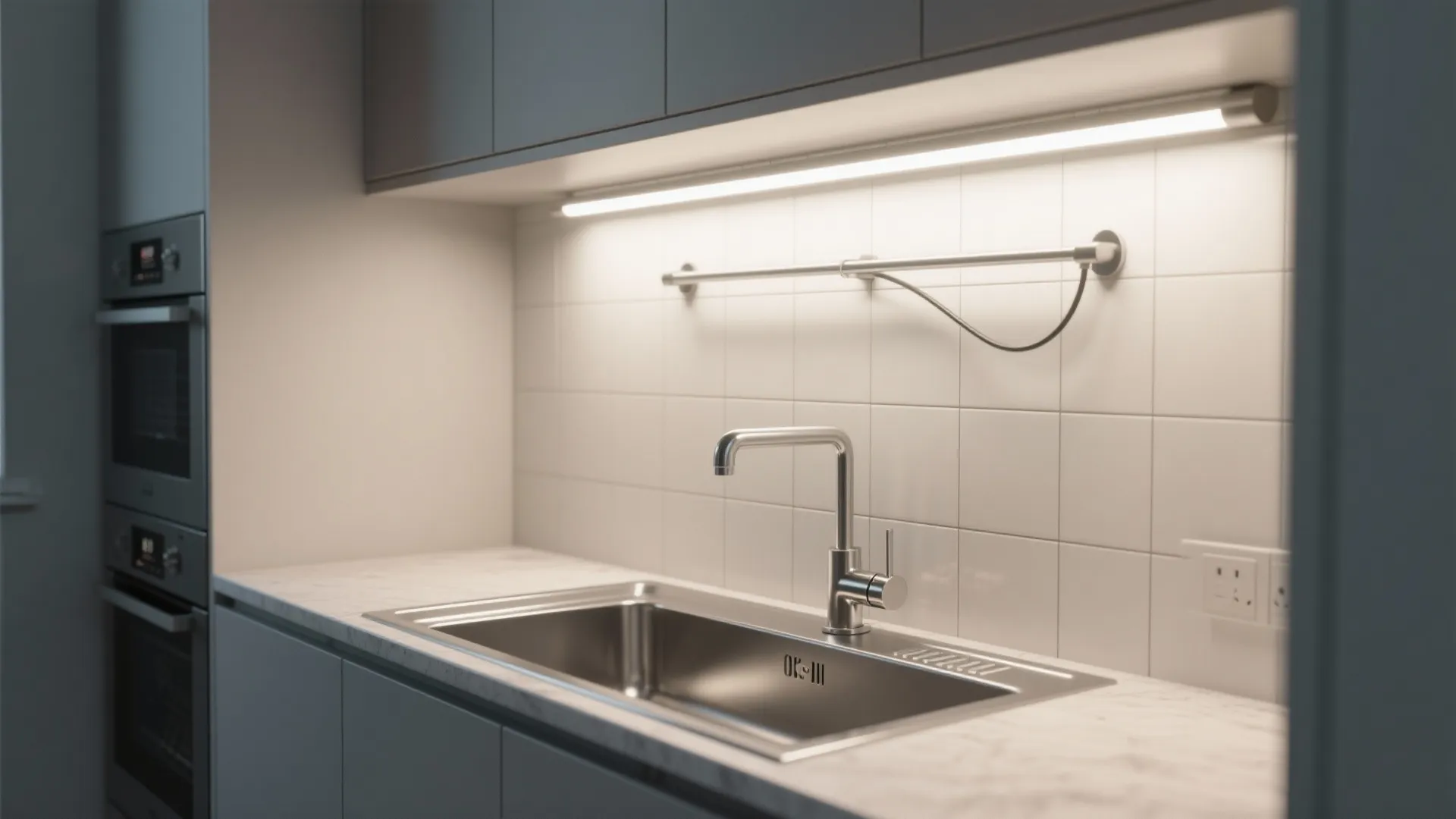 Linear Task Light above the Sink for Splash Zones