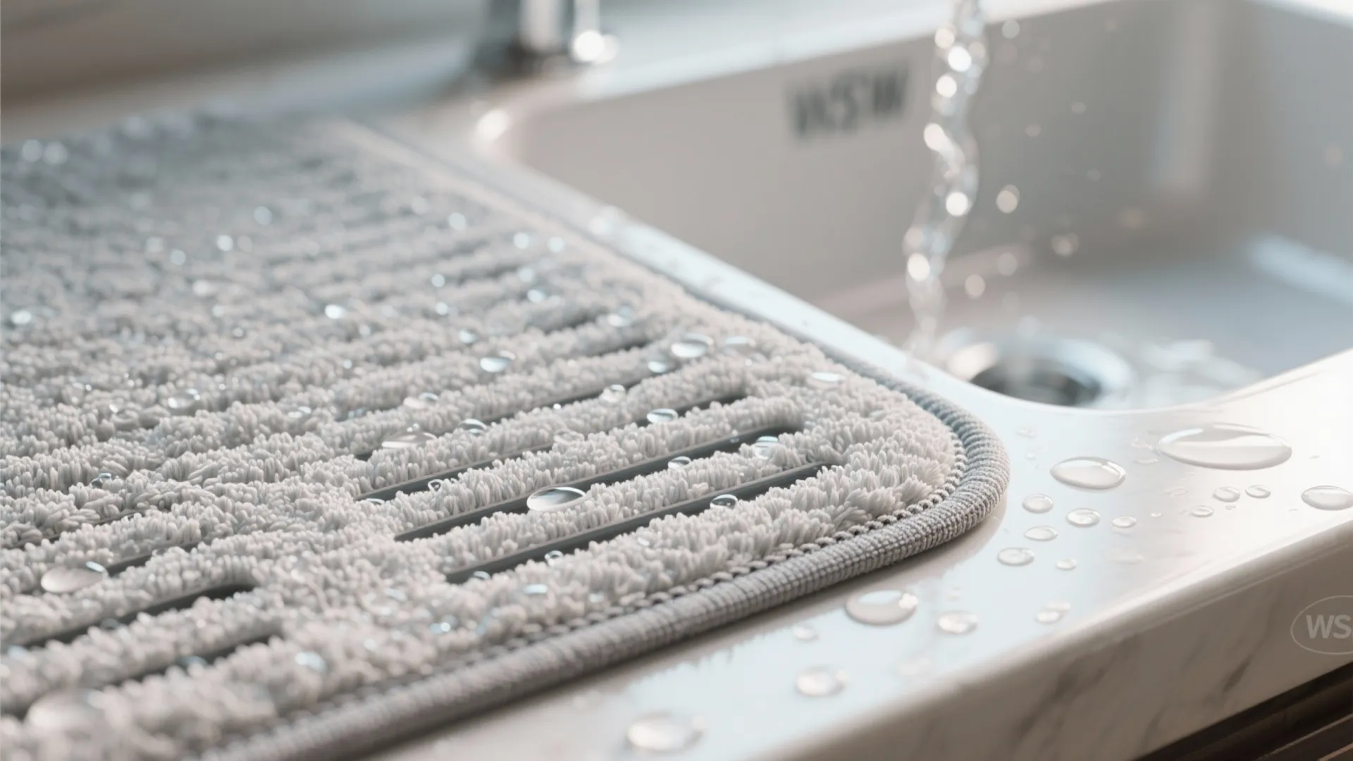 3. Machine-Washable Mats by the Sink