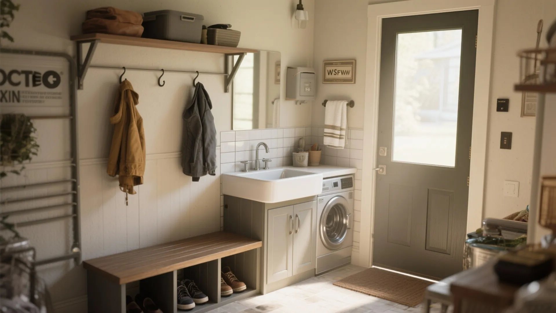 5. Sink, mudroom, and laundry in one