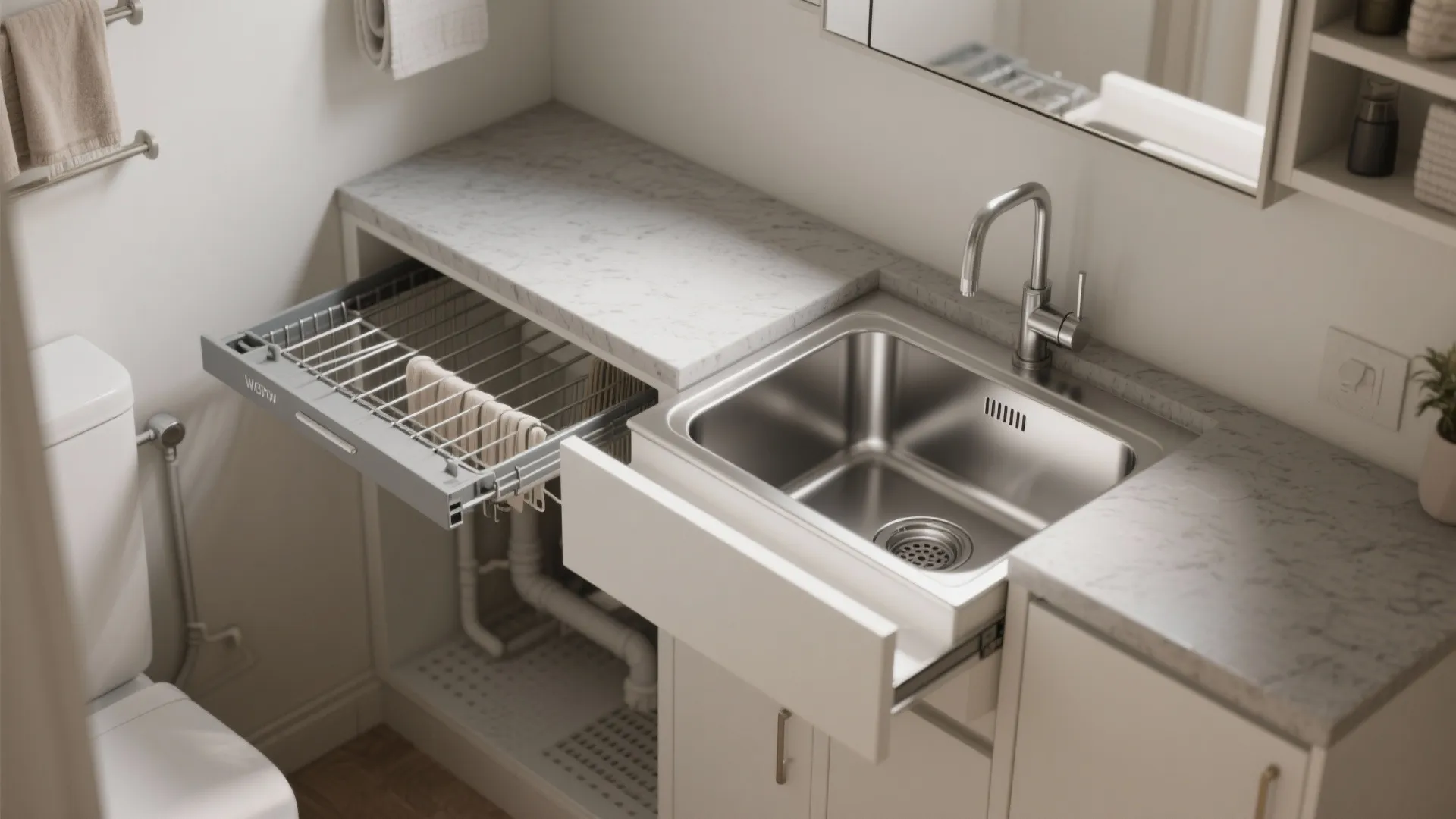 5. Concealed utility sink and multi-use counter
