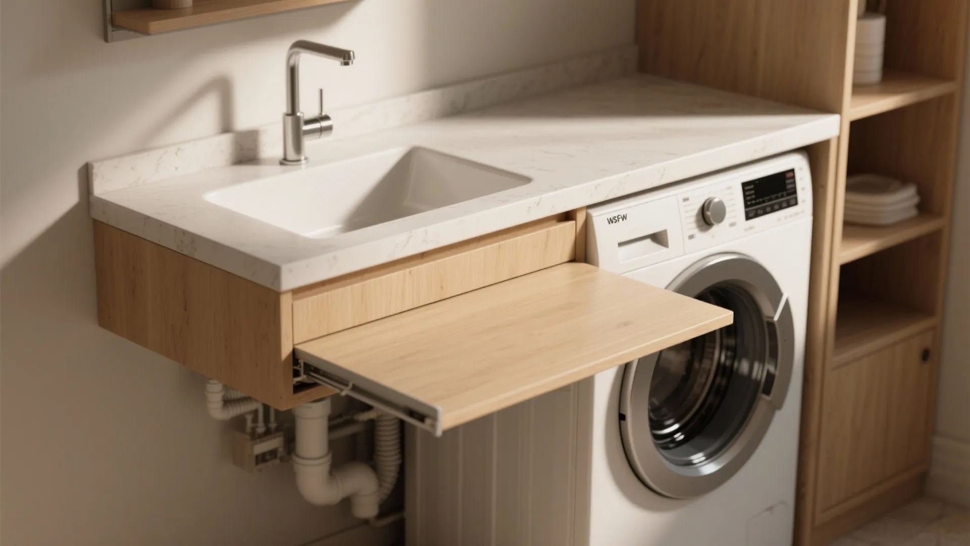 2. Sink-Over-Washer: Make Every Inch Work